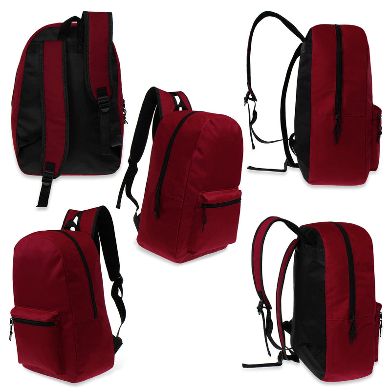 17 Inch Bulk Backpacks in Assorted Colors with 22 Piece School Supply Kits Wholesale - Case of 24 (12 Color Assortment)