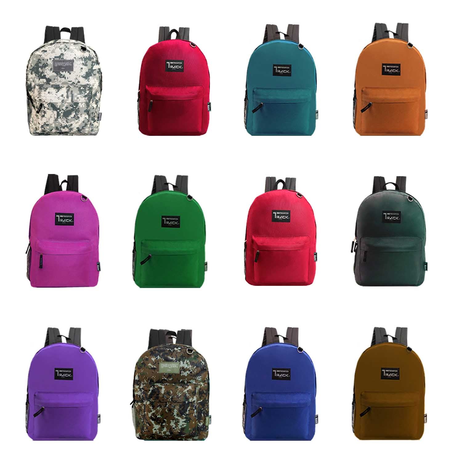 17" Kids Wholesale Backpacks - Assorted Colors and Prints, Wholesale Case of 24 Bookbags