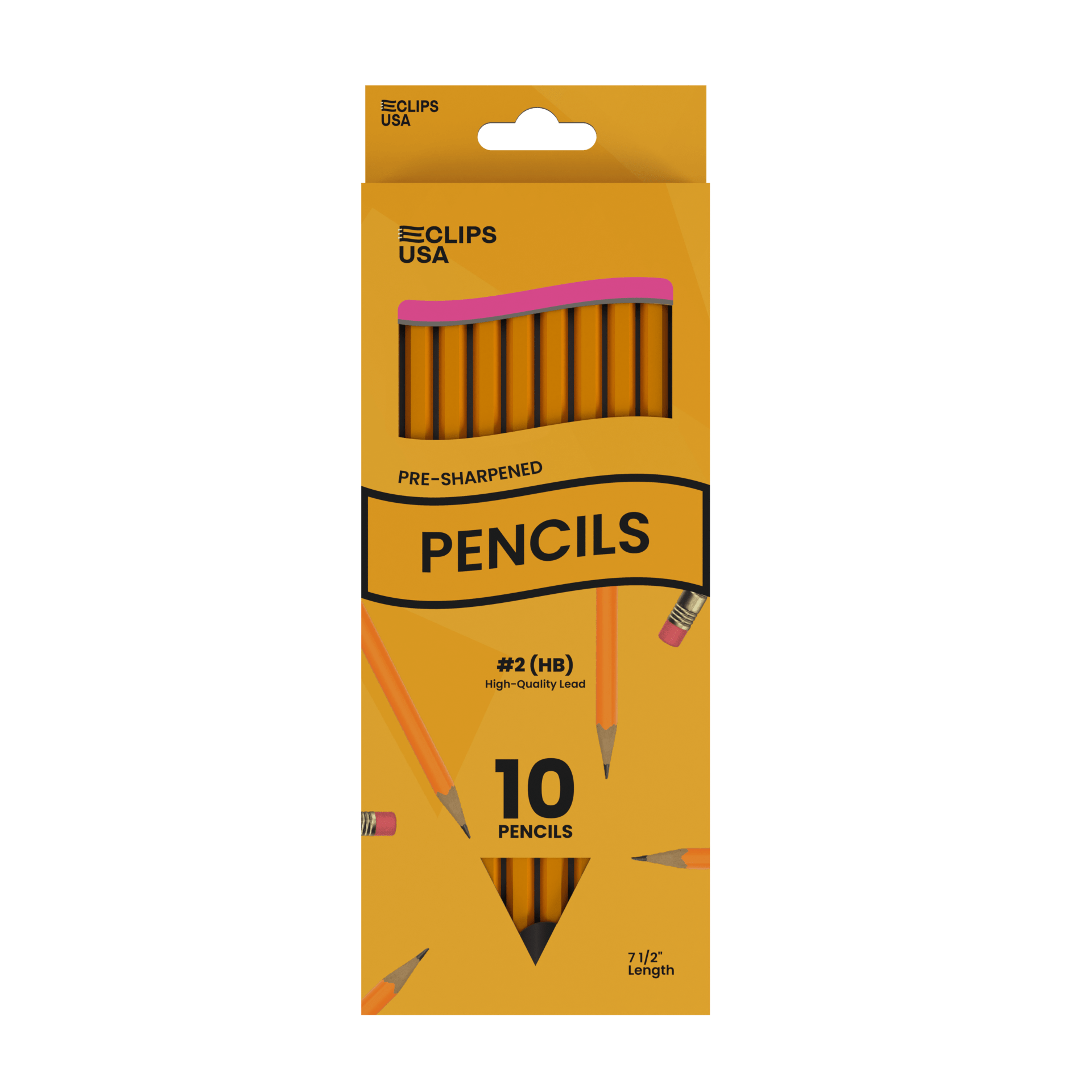 #2 HB Woodcased Pencils - Pre-sharpened, Yellow, 10-count