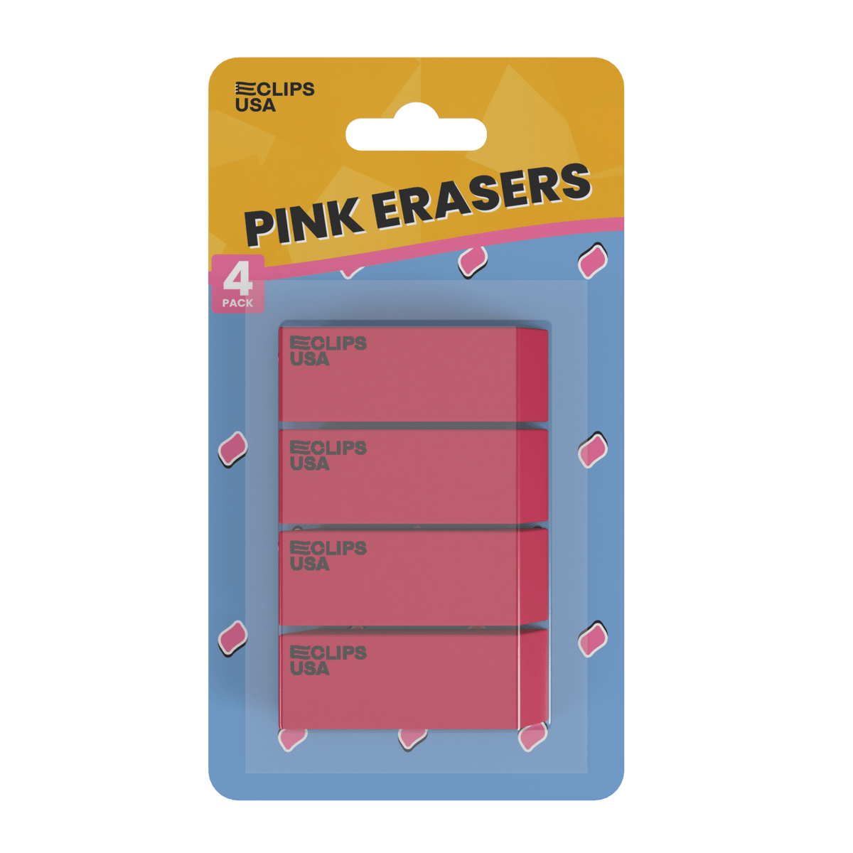 Classic Pink Erasers - Non-toxic, 4 Pack