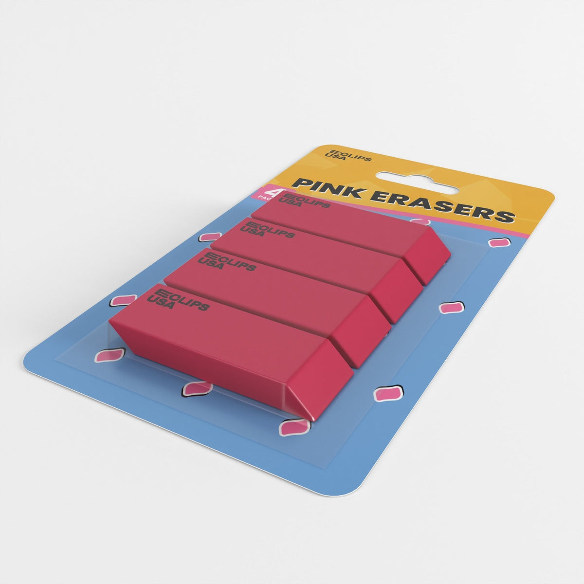 Classic Pink Erasers - Non-toxic, 4 Pack