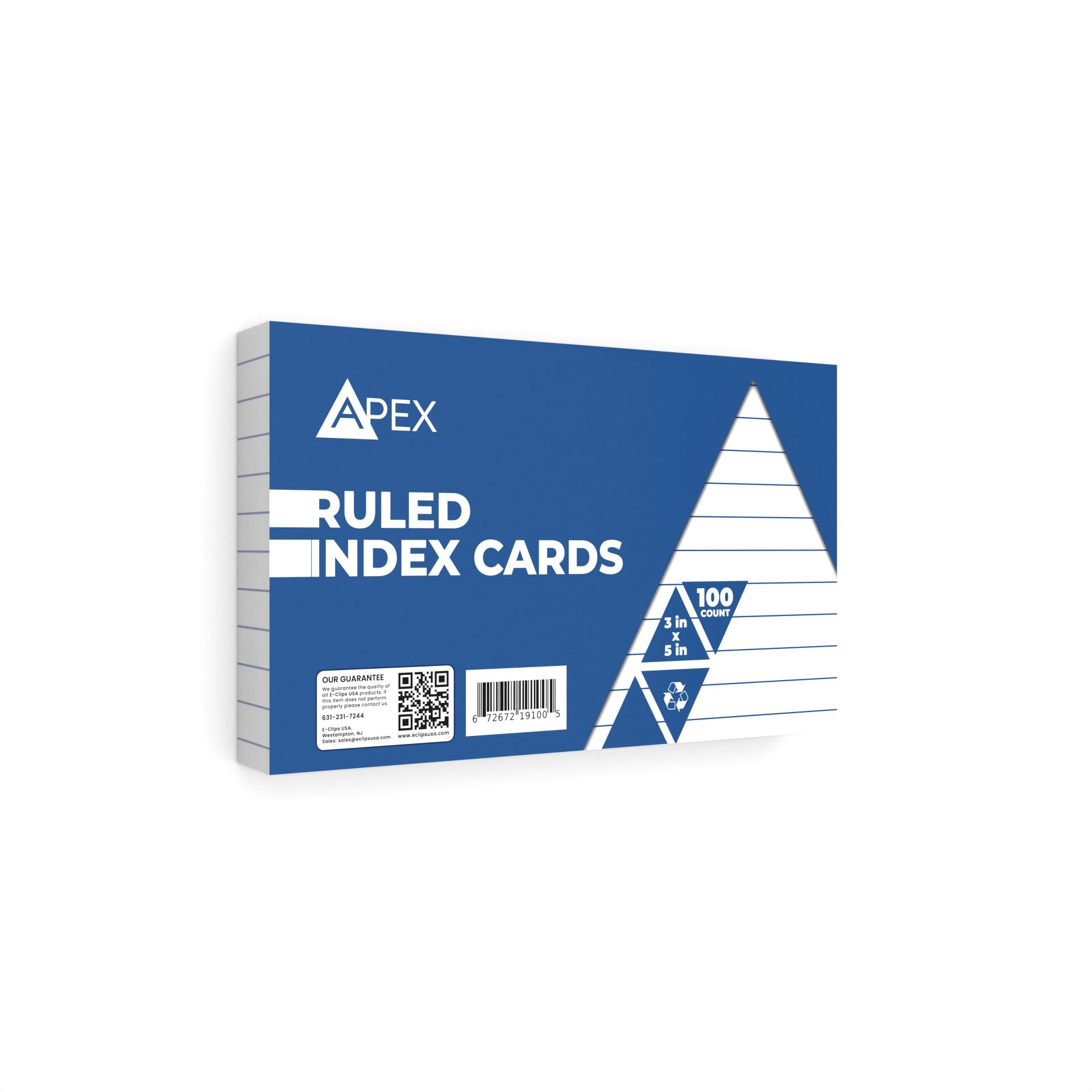 APEX White Ruled Index Cards - 3 X 5 Inches, 100 Pack