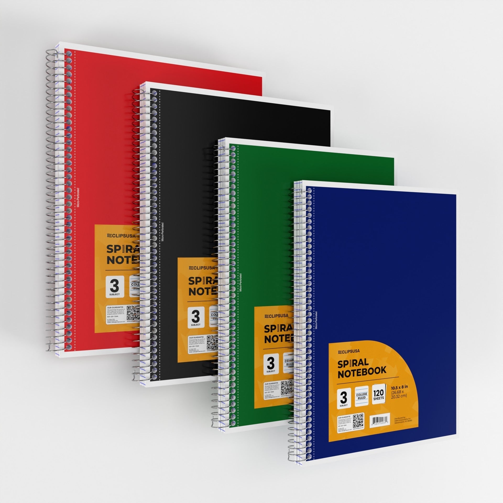 3-Subject Spiral Notebook - Assorted Colors, College-ruled, 120 Sheets