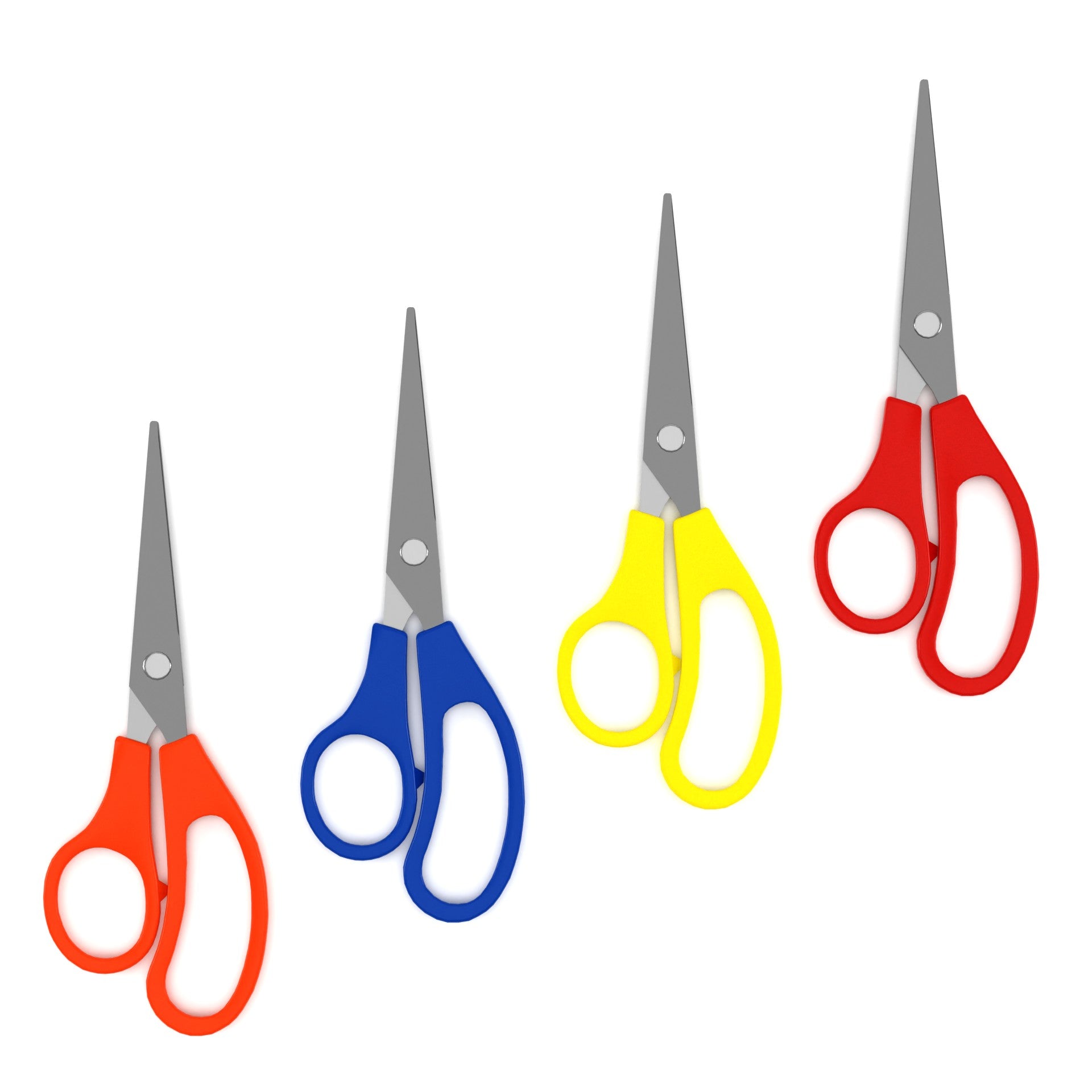 Stainless Steel Scissors: 5", Multipurpose For Home & Office, Soft-Handle, (Assorted Color), Pointed Tip, Case of 500 Scissors