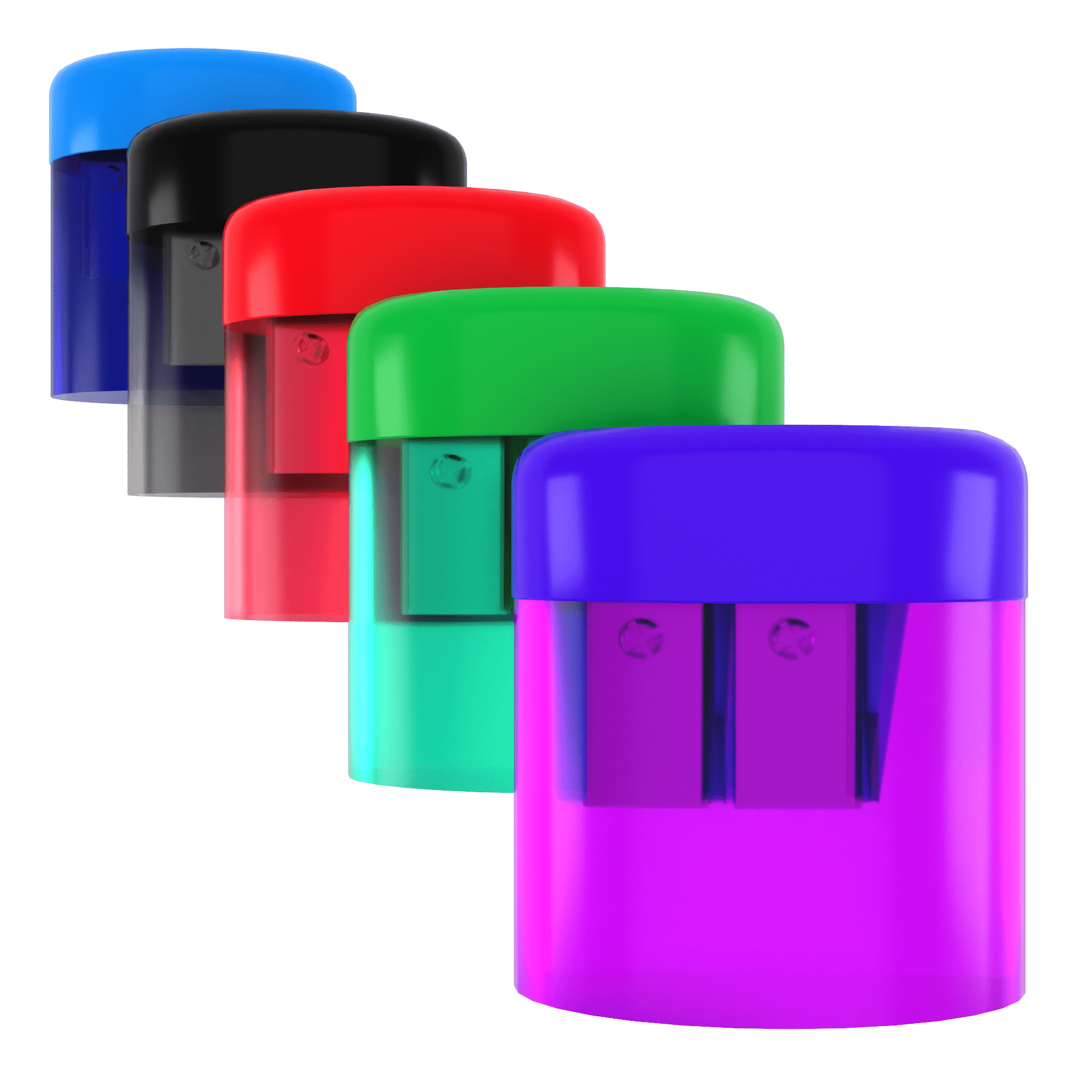 Manual Pencil Sharpeners - Double Hole For Pencil And Crayon, Receptacle Included, Assorted Colors
