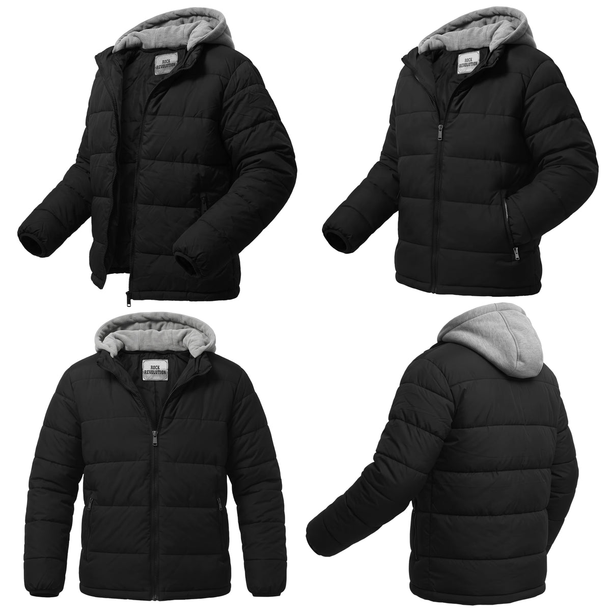 Men's Warm Winter Wholesale Coats in Black & Sizes - Bulk Case of 12 Winter Jackets