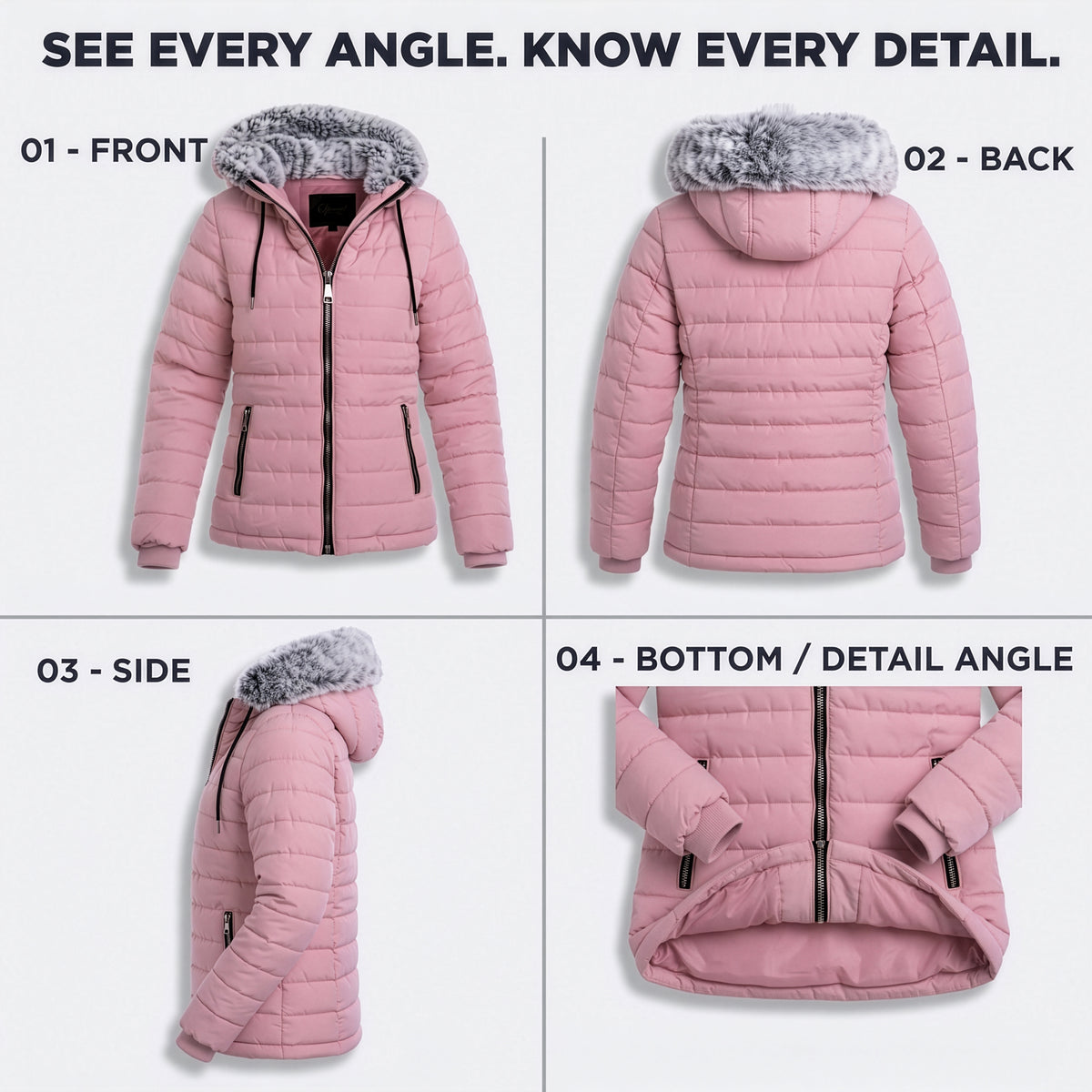 Women's Soft Puffer Wholesale Coats in Assorted Colors & Sizes - Bulk Case of 12 Jackets