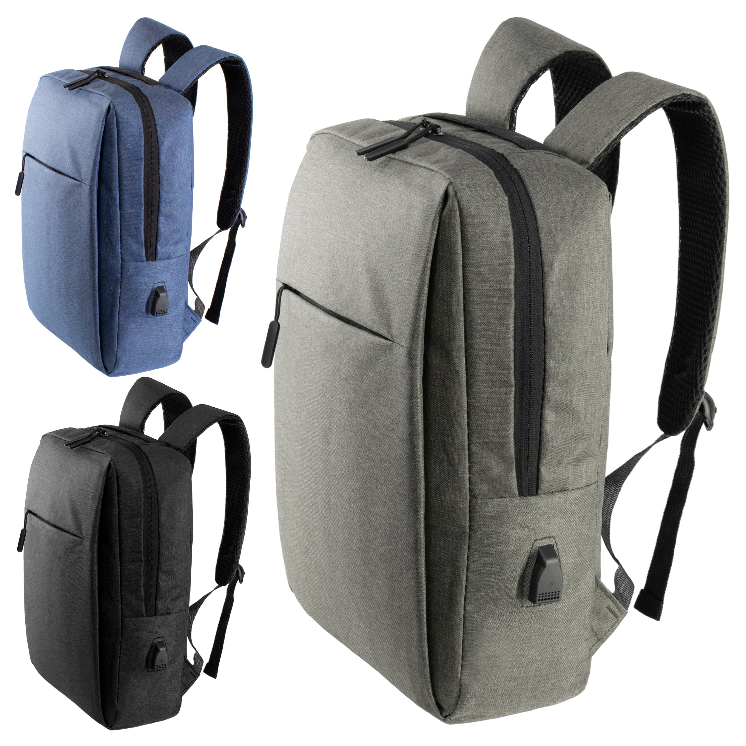 17" Wholesale Premium Design Backpacks in 3 Assorted Colors - Wholesale Bookbags Case of 24