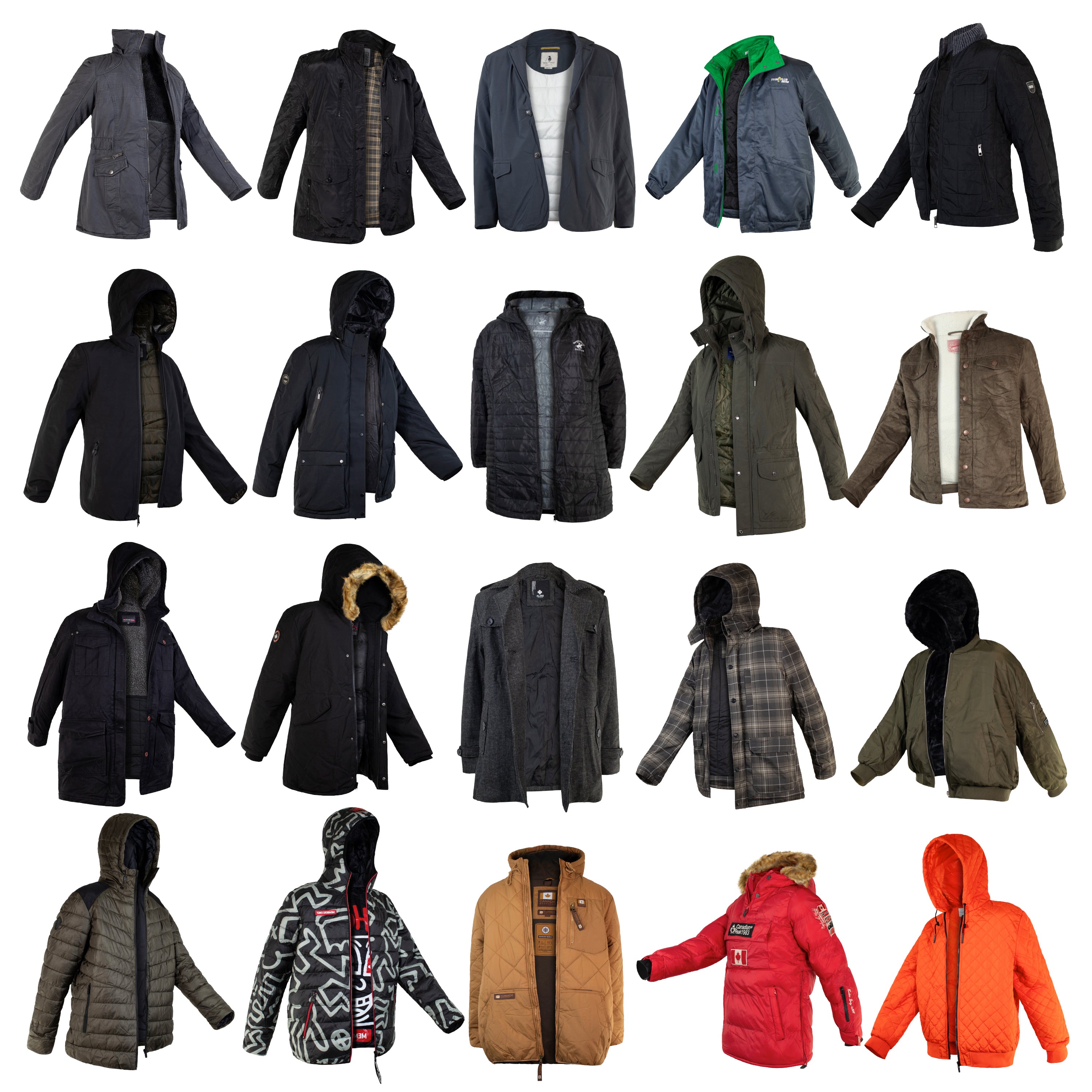 Men's Coats in Assorted Styles & Sizes - Bulk Case of 22 Jackets