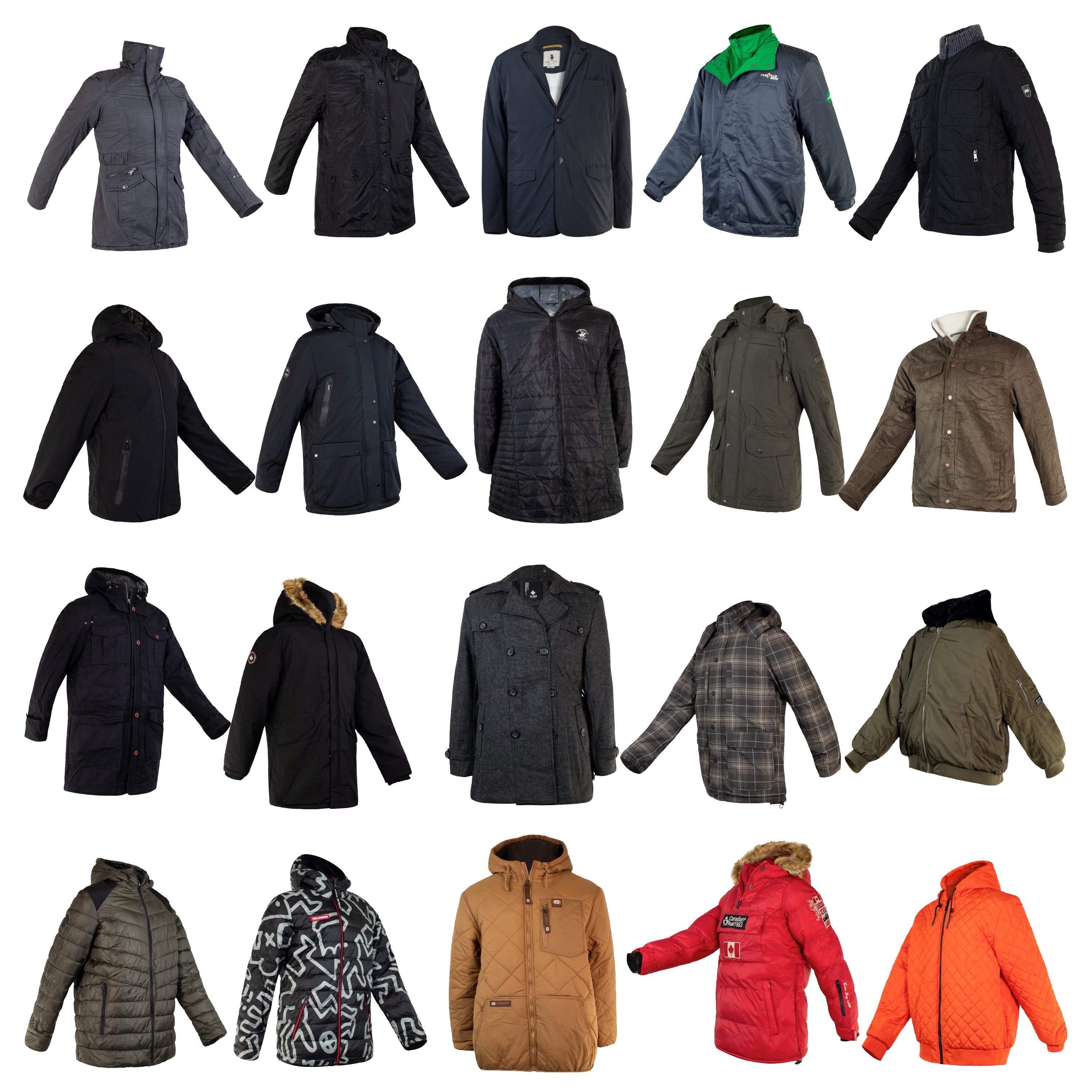 Men's Coats in Assorted Styles & Sizes - Bulk Case of 22 Jackets