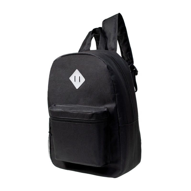 17" Deluxe Wholesale Backpack in Black Colors - Bulk Case of 24