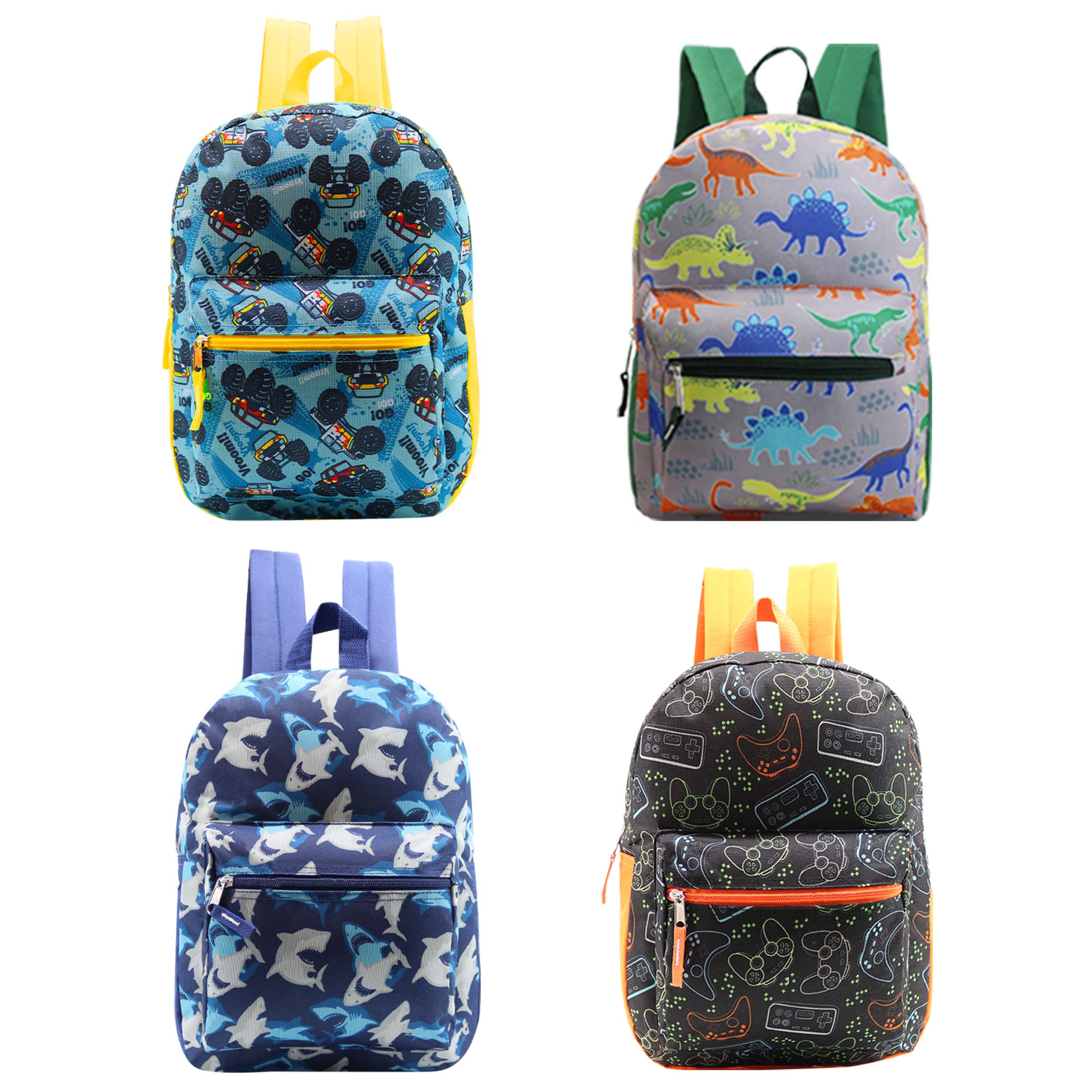 15 inches School Backpacks for Kids In Assorted Prints Bulk School Supplies - Kit Case Of 12