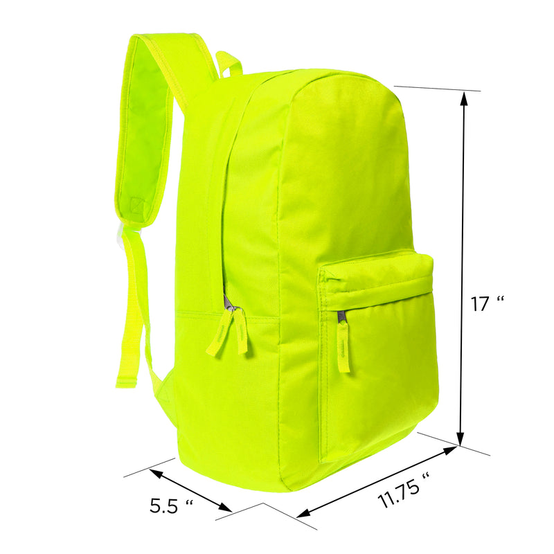 17" Kids Bright Wholesale Backpack in 6 Colors - Bulk Case of 24 Backpacks