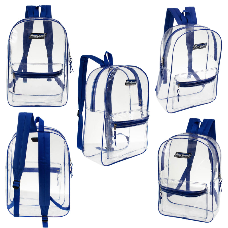 17" Transparent Wholesale Backpack in Assorted Color - Bulk Case of 24