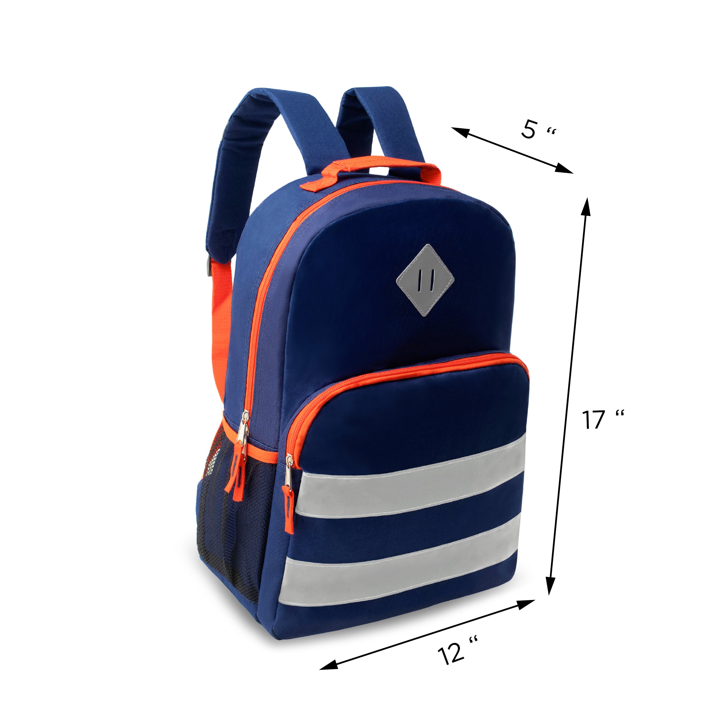 17" Double Reflective Wholesale Backpack in 6 Colors - Bulk Case of 24