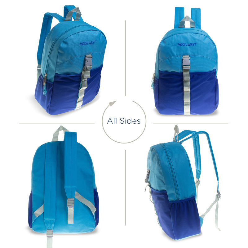 24 Pack of 17" Bungee Wholesale Backpack in Assorted Colors and Styles - Bulk Case of 24