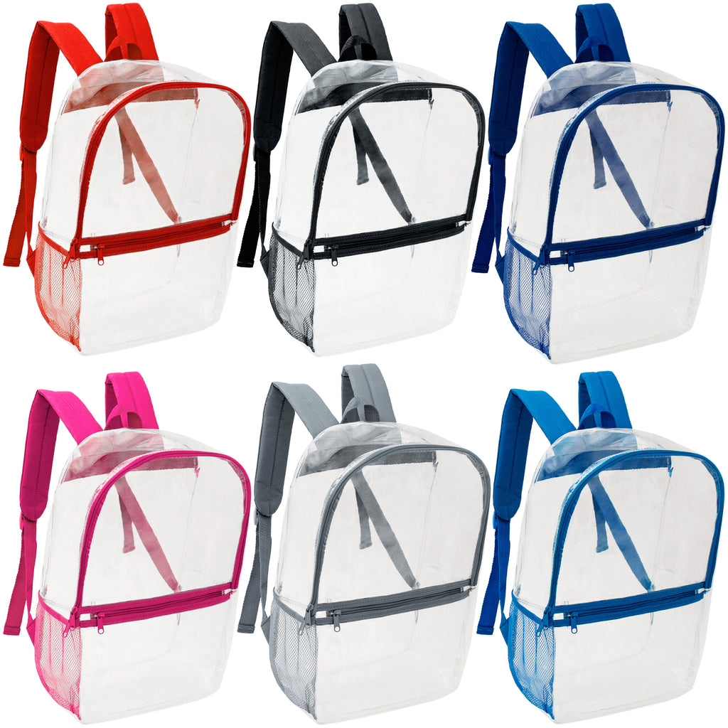 Pvc Backback 17” Wholesale Clear Backpacks in 6 Assorted Colors