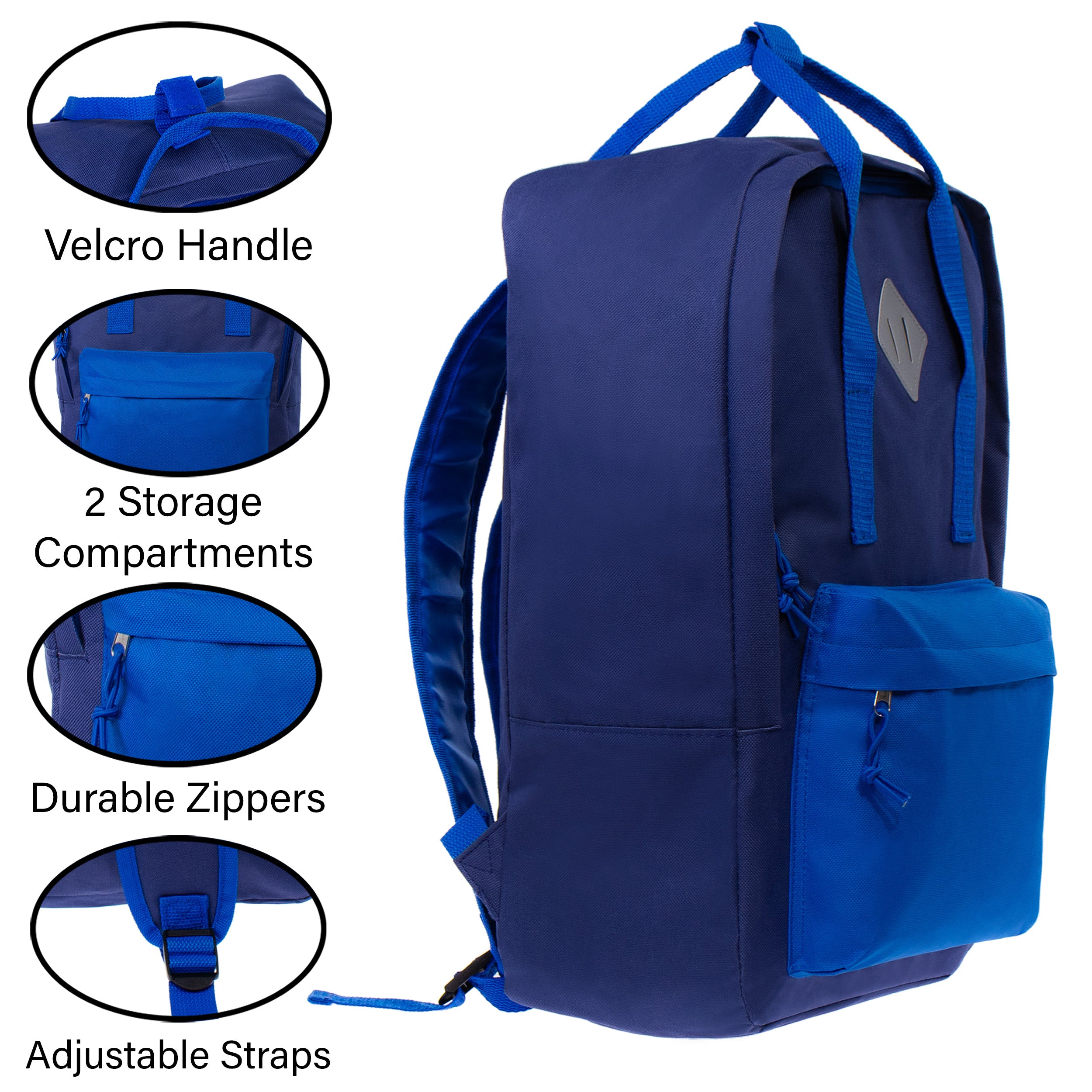 17 Inch Bulk Backpacks in Assorted Colors with School Supply Kits Wholesale - Case of 12