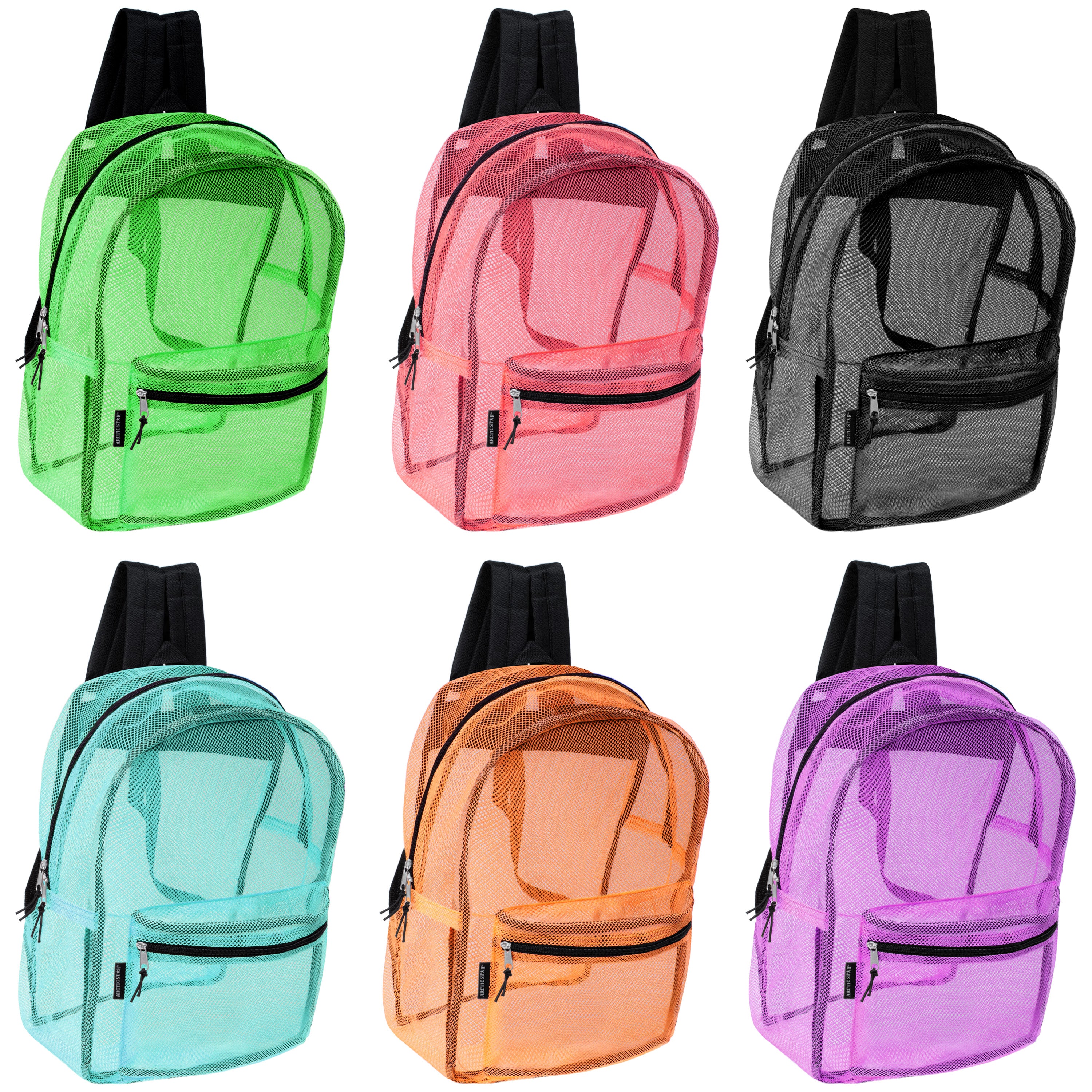 Mesh Wholesale Backpacks 6 Assorted Colors Case of 24 Bookbags