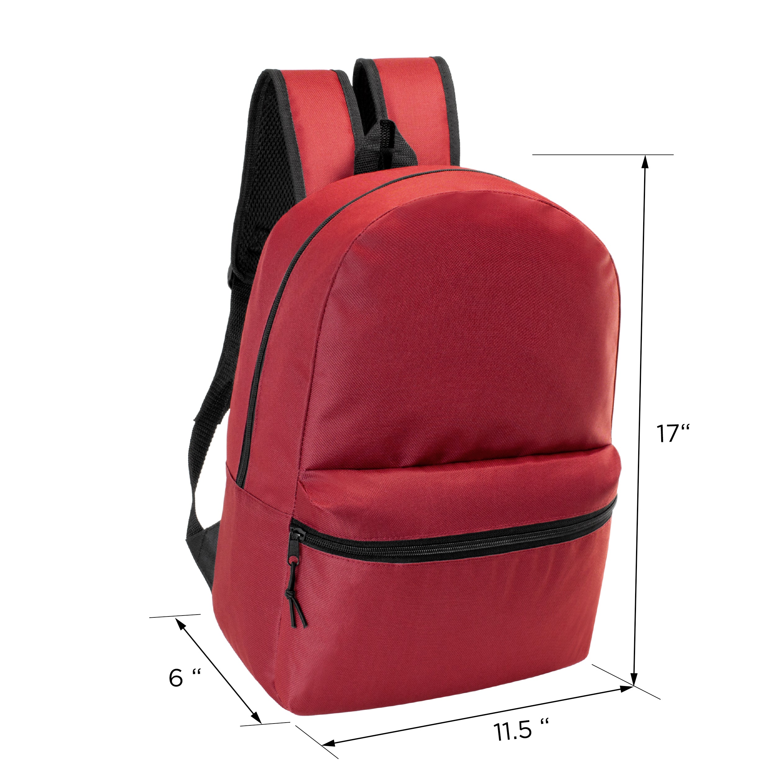17 Basic Wholesale Backpacks for School in 8 Colors Bulk Case of 24 Bookbags