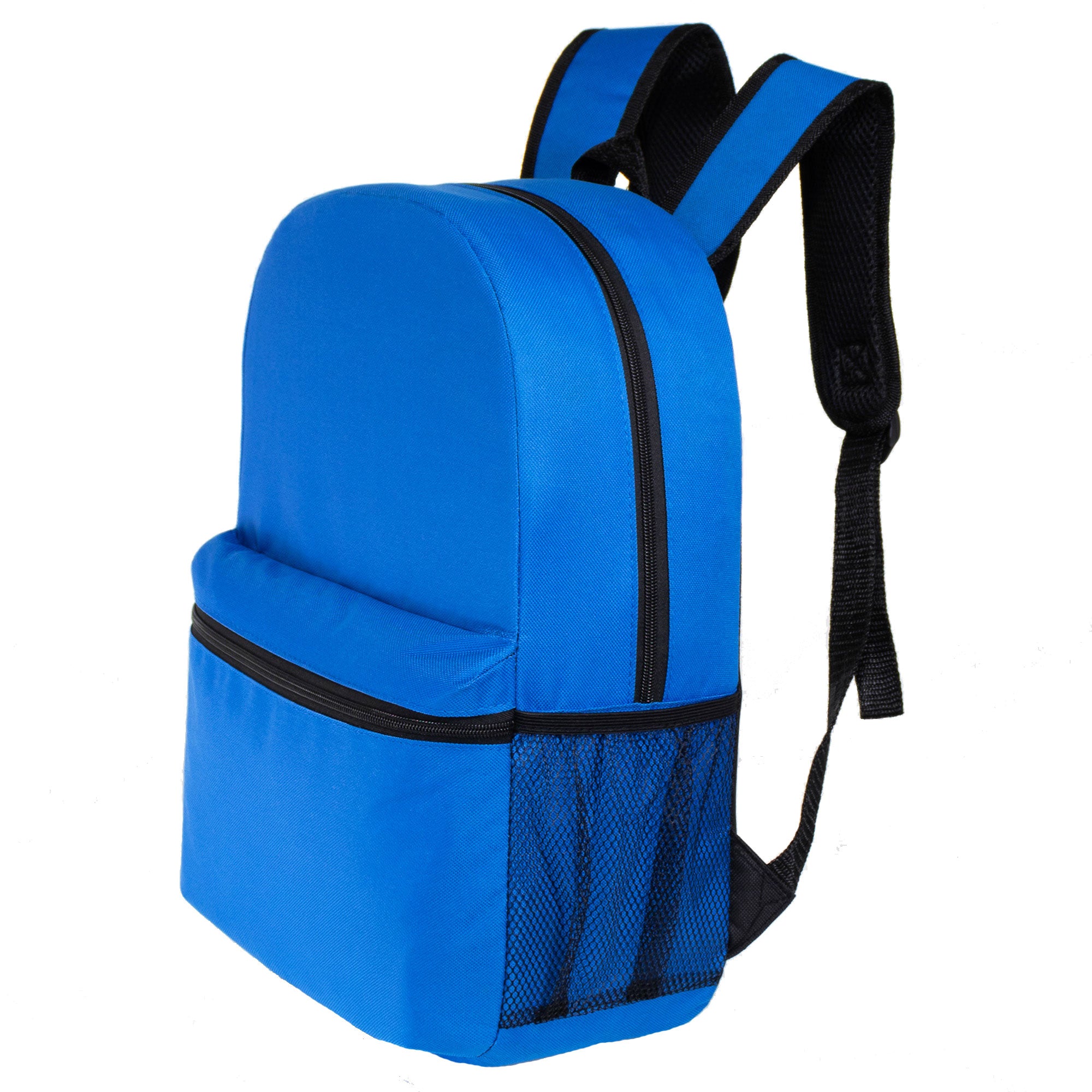 12 Basic 16" Backpacks in 12 Colors with a Side Pocket & Your Choice of 12 Bulk Hygiene Kits - Wholesale Care Package: Homeless, Emergency, Charity