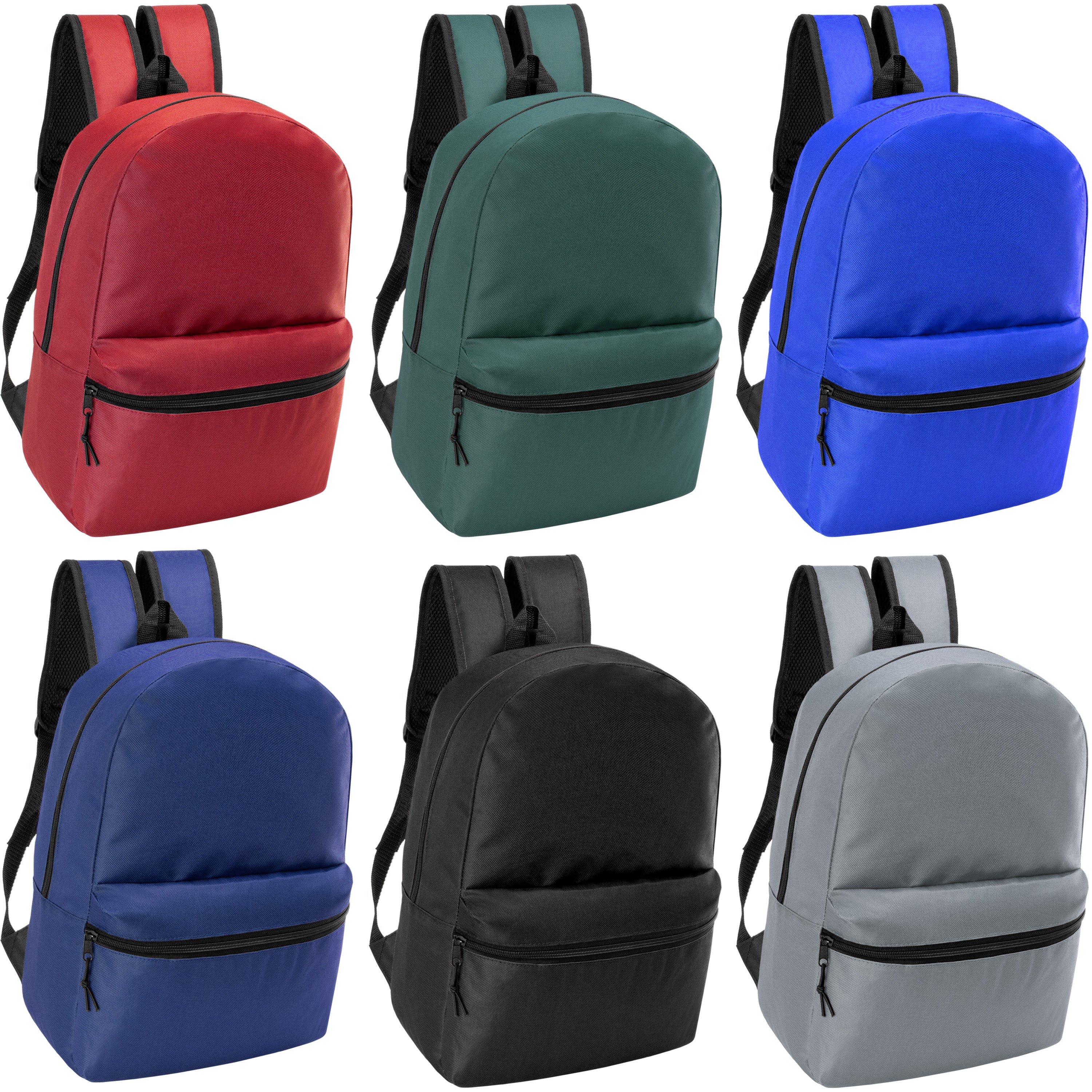 12 Basic 18.5" Backpacks in 6 Colors, 12 Winter Item Sets & Your Choice of 12 Bulk Hygiene Kits - Wholesale Homeless Care Package