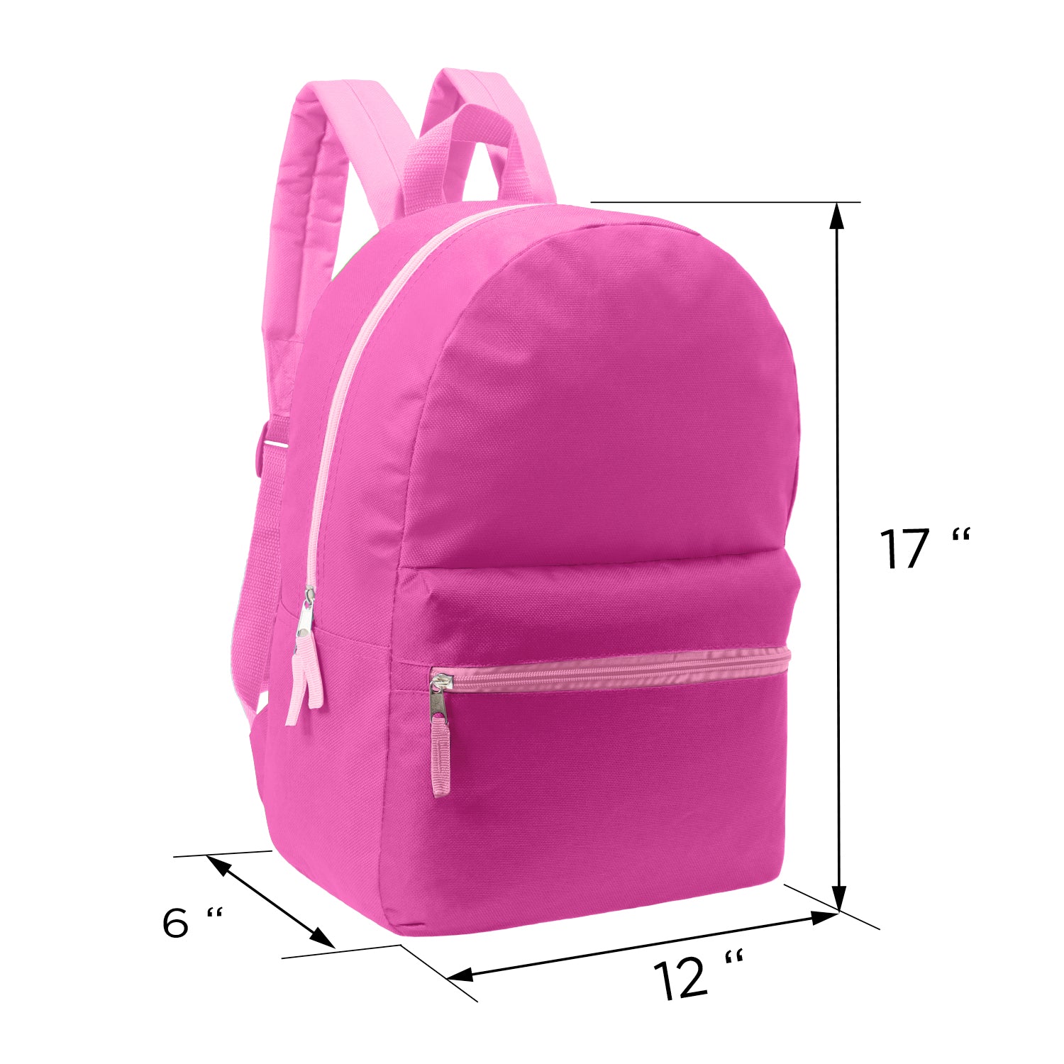 17" Kids Basic Wholesale Backpack in 12 Colors  - Bulk Case of 24 Backpacks