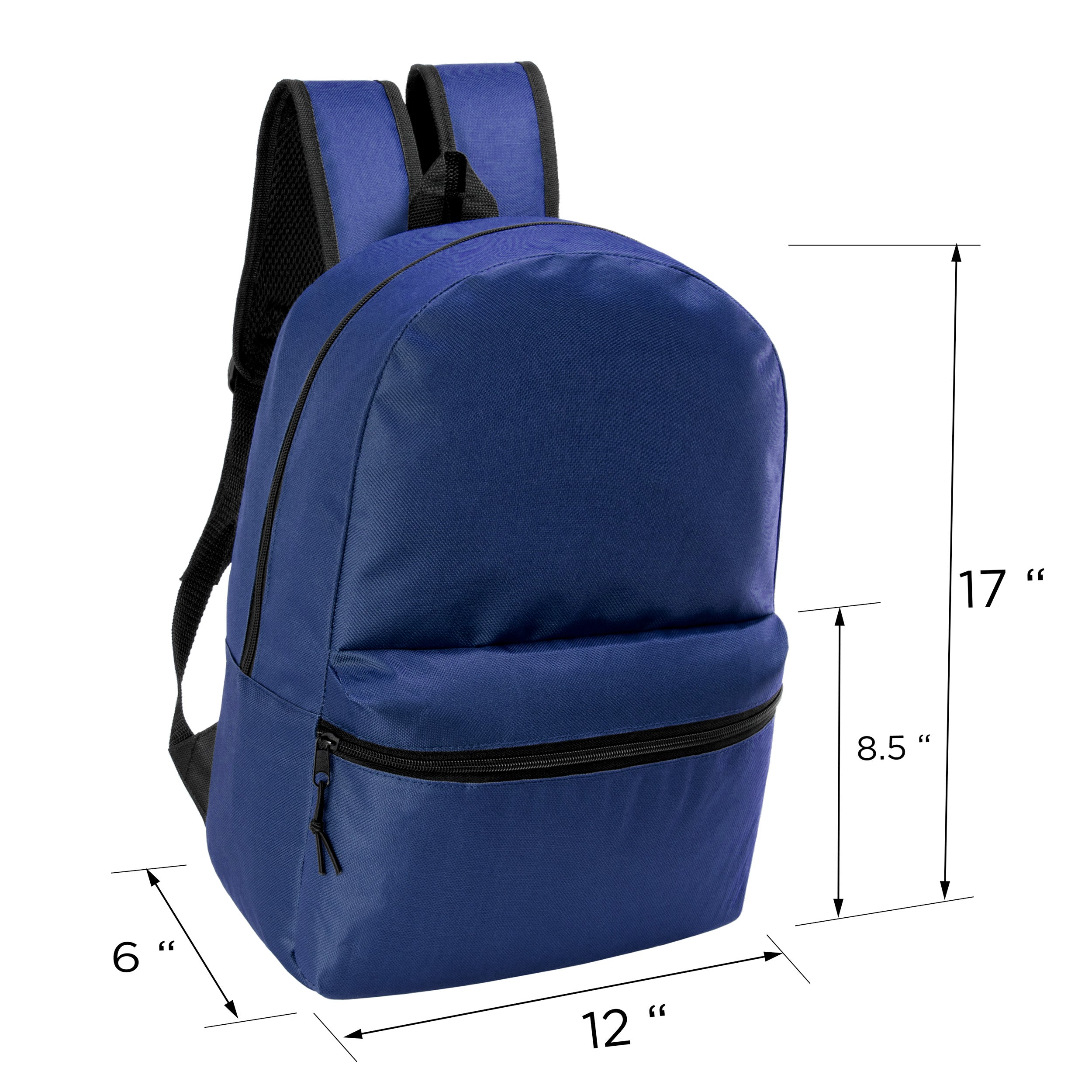 12 Basic 17" Backpacks in Navy Blue & Your Choice of 12 Winter Item Sets - Wholesale Care Package: Homeless, Emergency, Charity