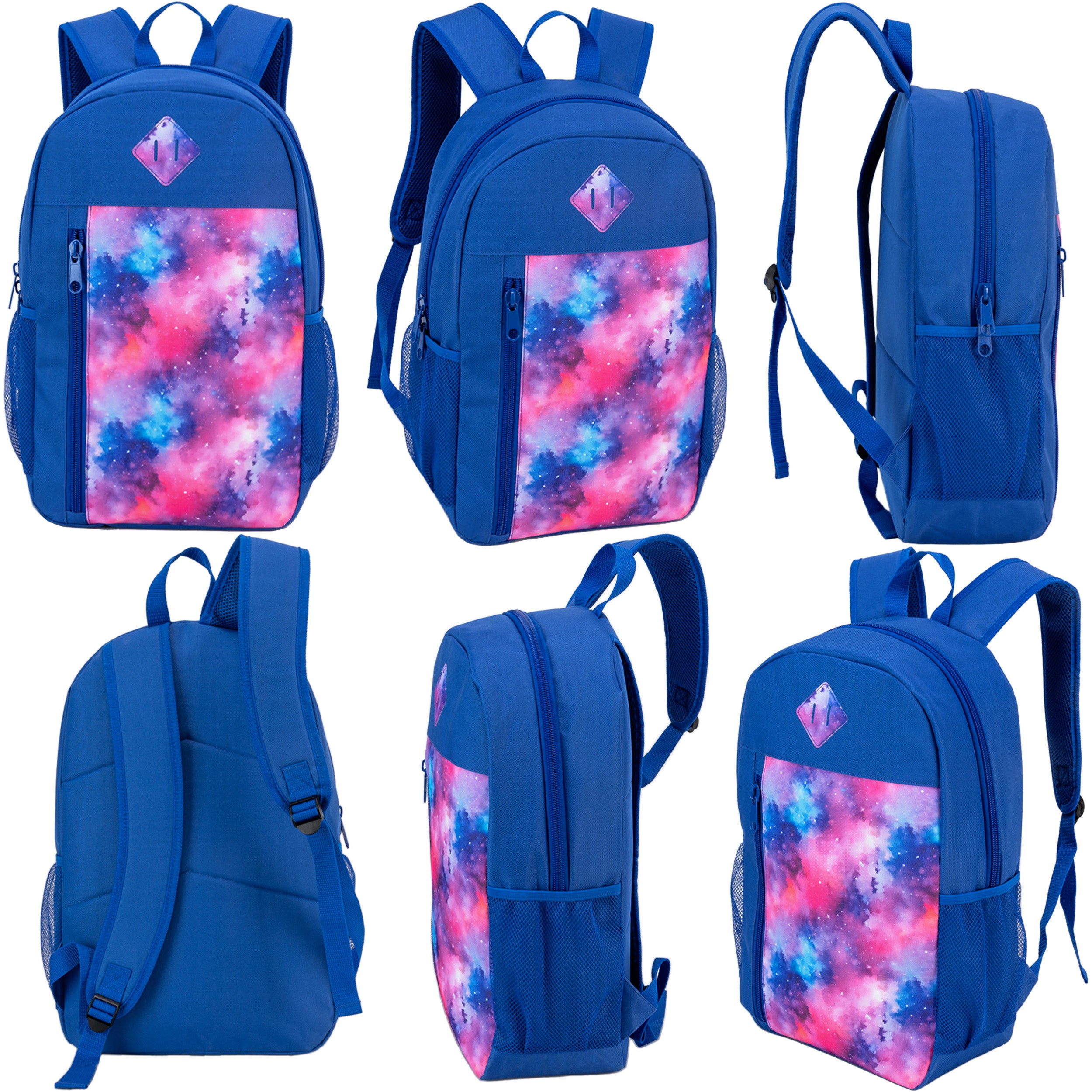 19" Wholesale Backpacks in 8 Prints | Padded Back & Mesh Side Pockets - Bulk Case of 24