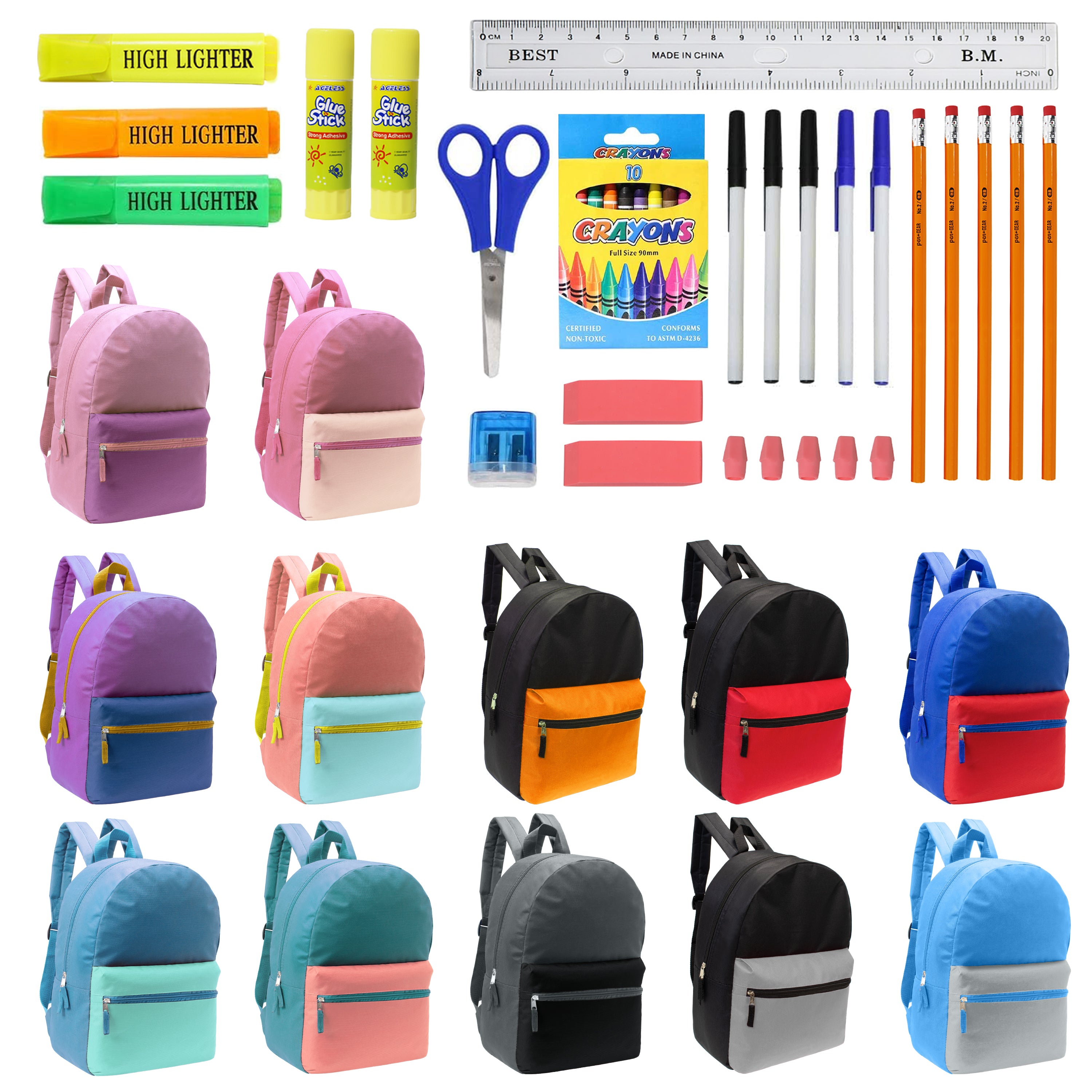 Kit Backpack 12 Wholesale Two Tone 17