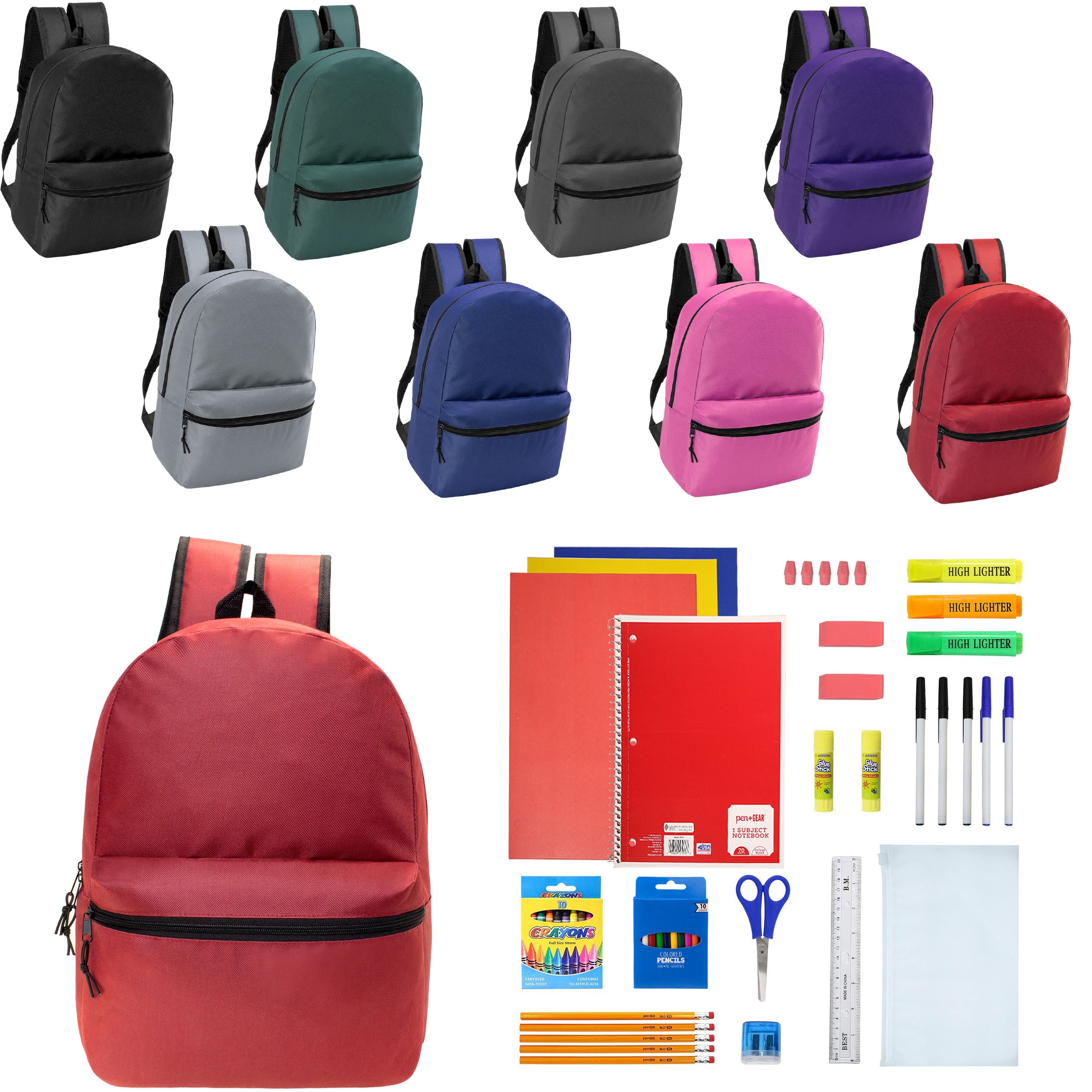 bulk mini backpacks 24-pack 12" Squared Backpack w Twin Handle outdoor activities and travel Packable Lightweight Compact Backpack -