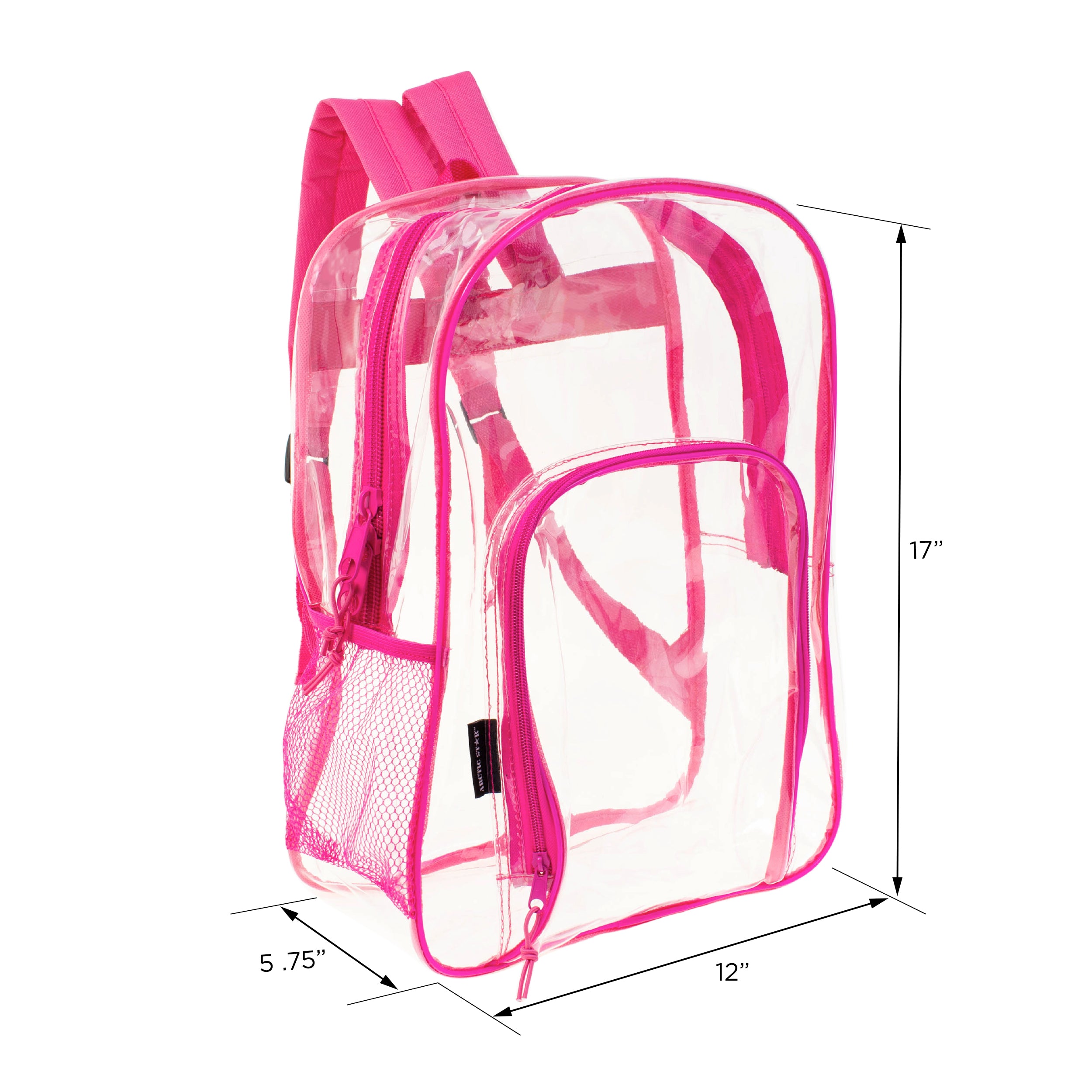 Clear Vinyl Piping Bulk Backpacks - 3 Assorted Colors- Wholesale Case of 24 Bookbags