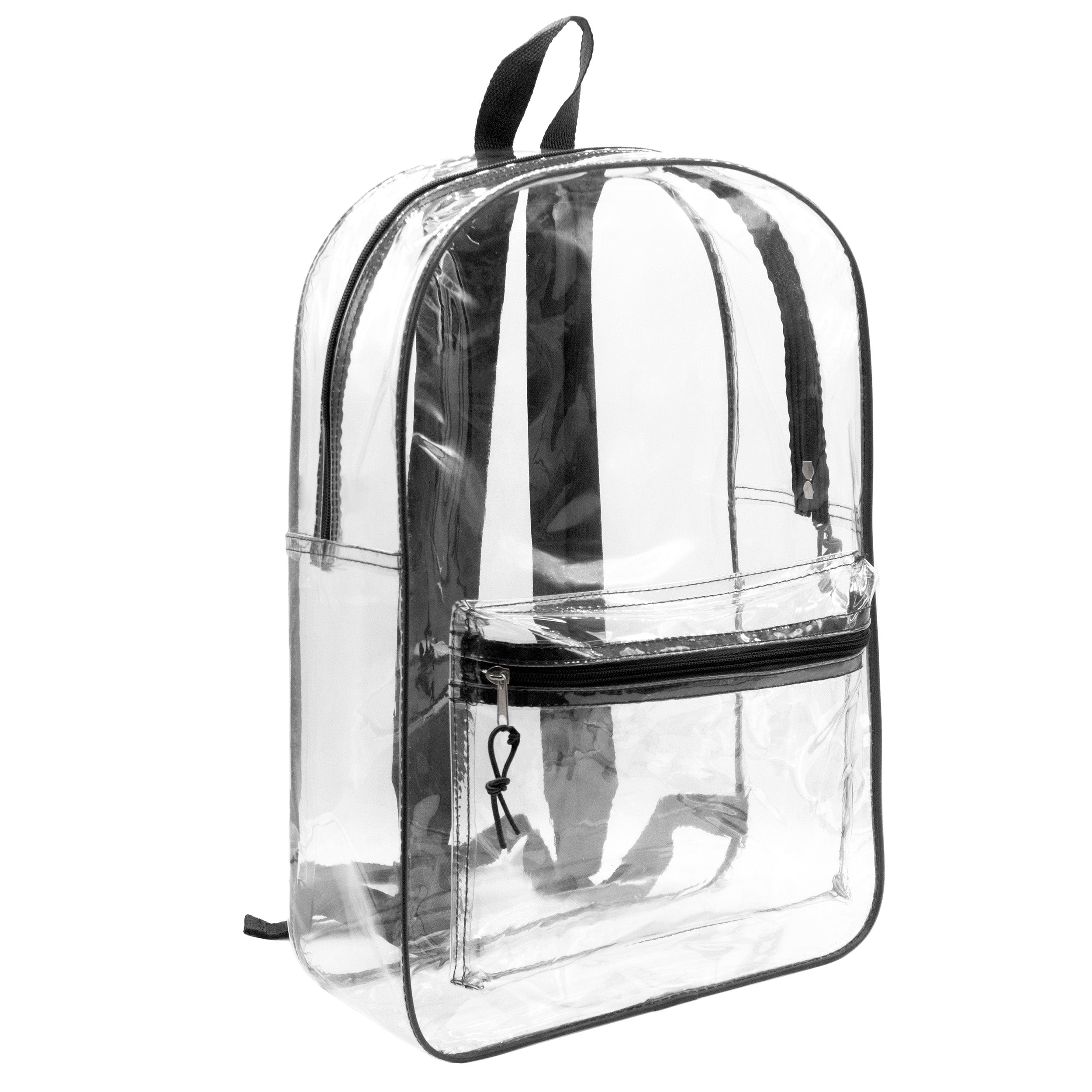 Copy of 17" Clear Vinyl Backpacks With Assorted Color Piping - Wholesale Kit of 12