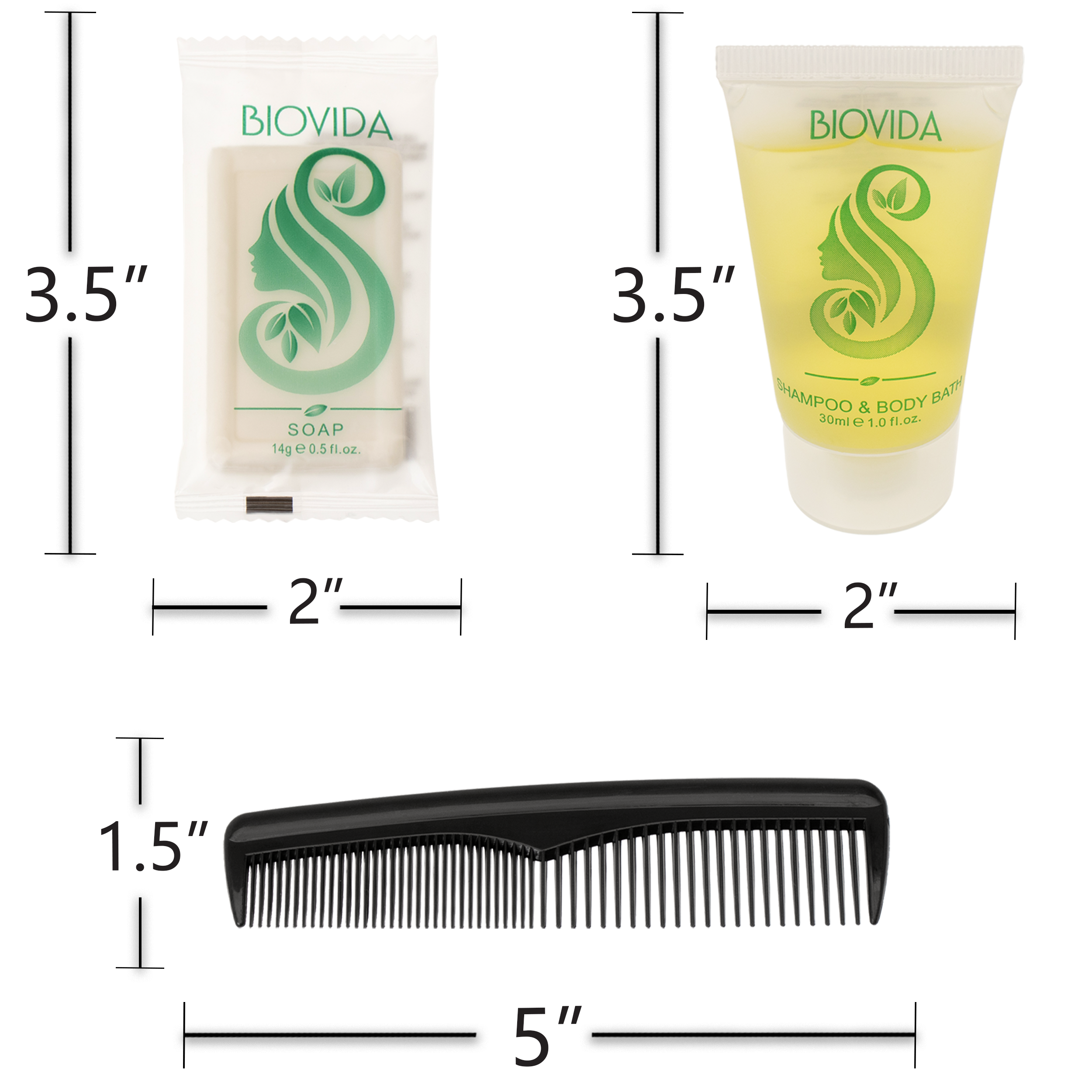 5 Piece Basic Wholesale Hygiene Kits - Bulk Toiletry Case of 96 Biovida