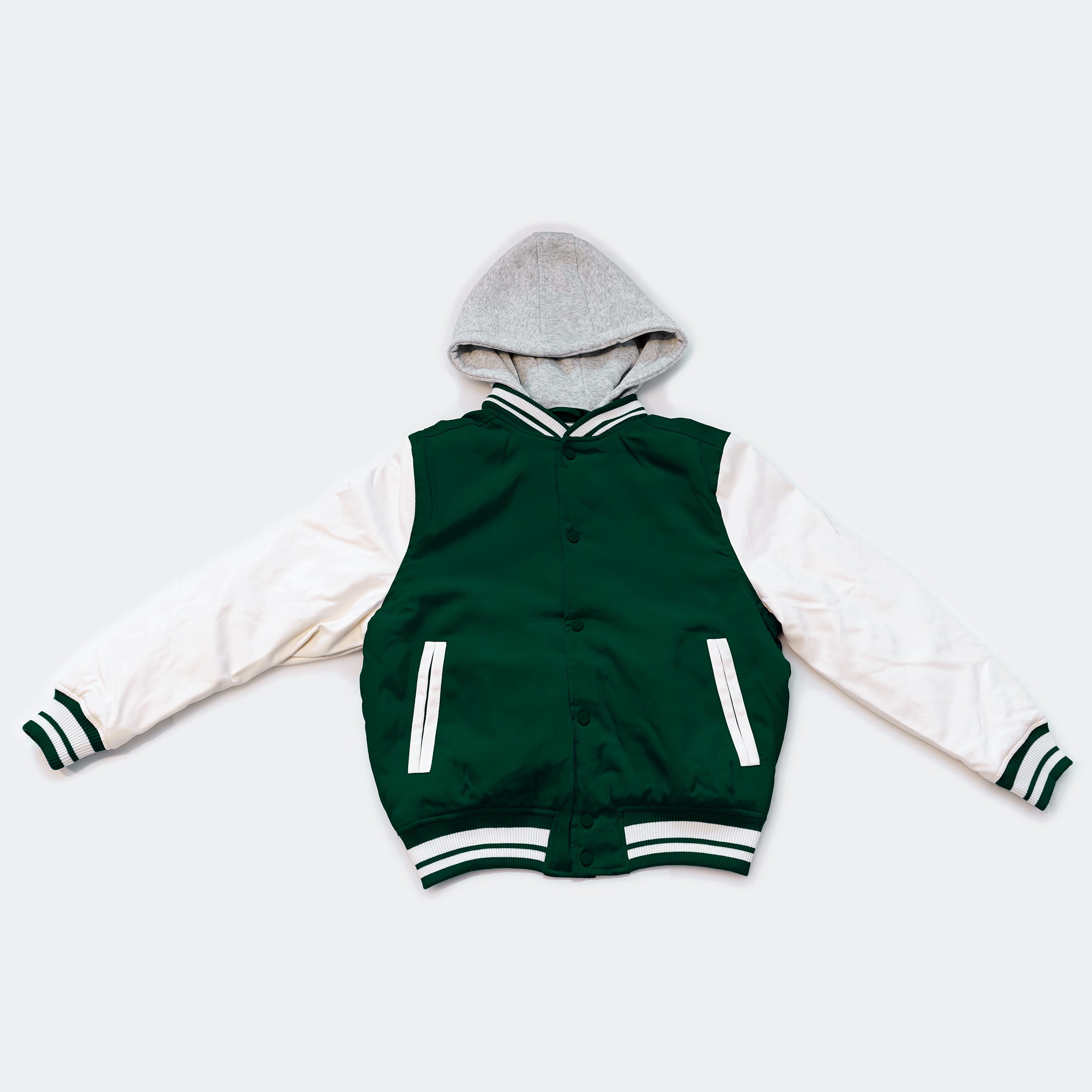 Wholesale Men’s Hooded Jackets - Green/White Colors & Assorted Sizes – Bulk Case of 12 Coats