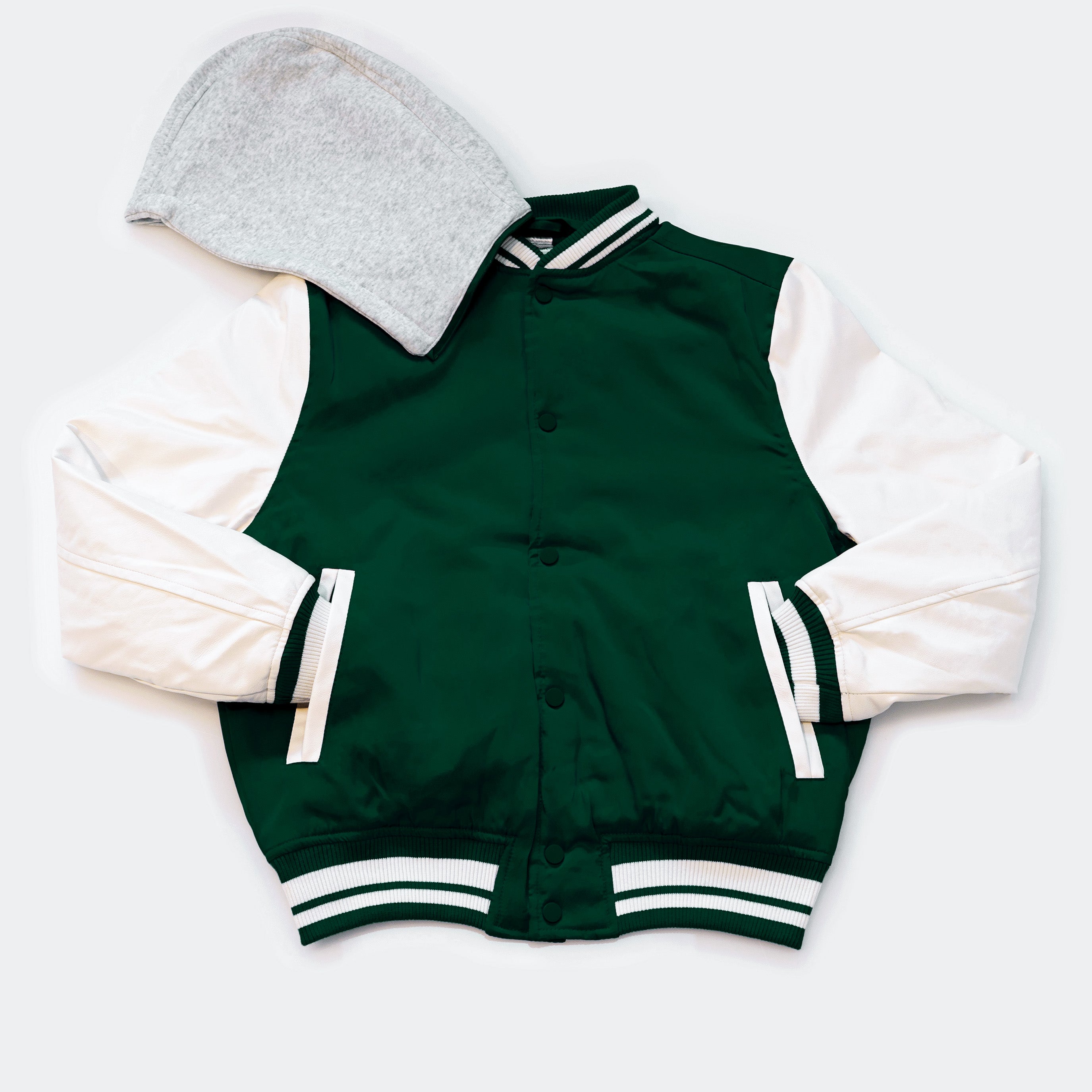 Wholesale Men’s Hooded Jackets - Green/White Colors & Assorted Sizes – Bulk Case of 12 Coats