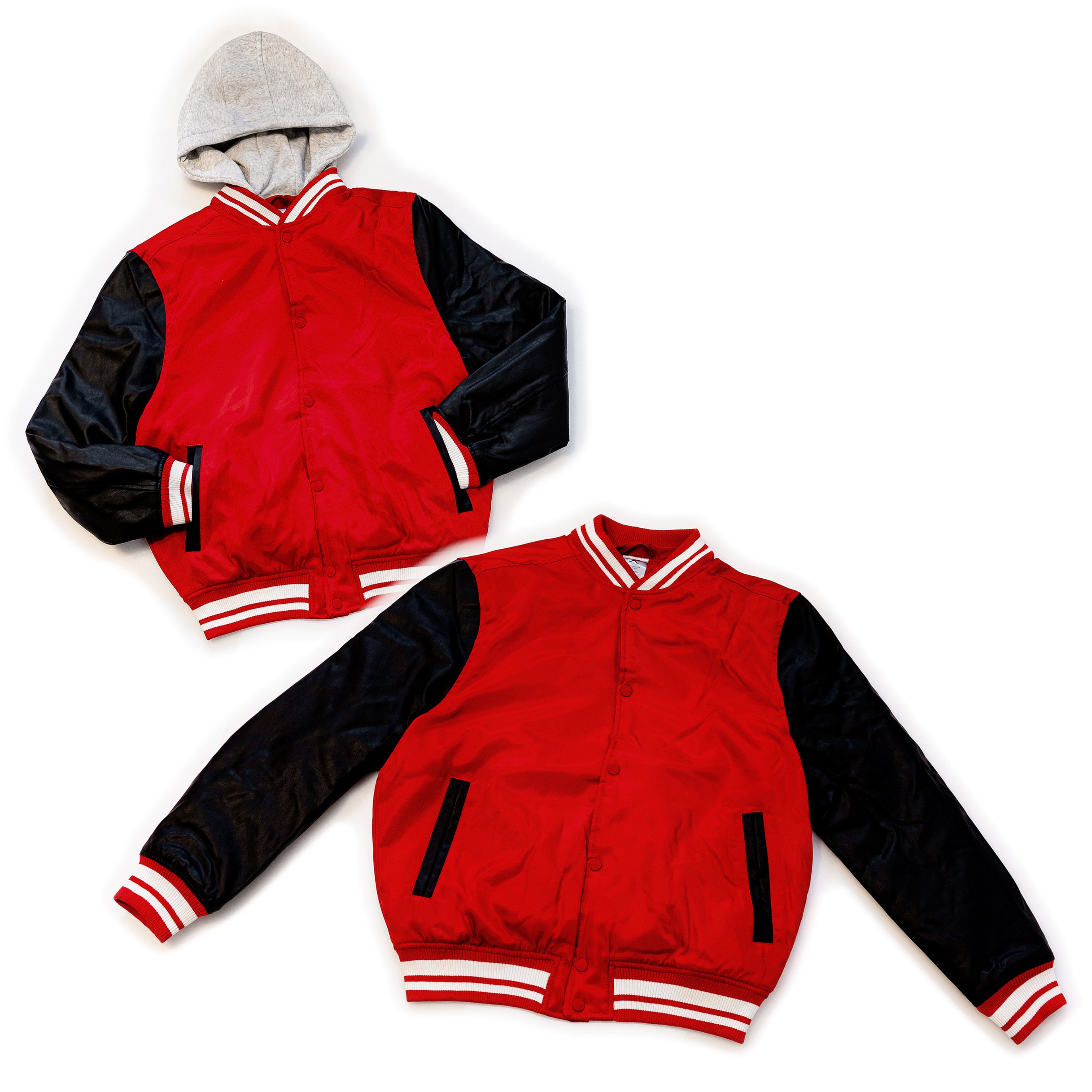 Wholesale Men’s Hooded Jackets - Red/Black Colors & Assorted Sizes – Bulk Case of 12 Coats