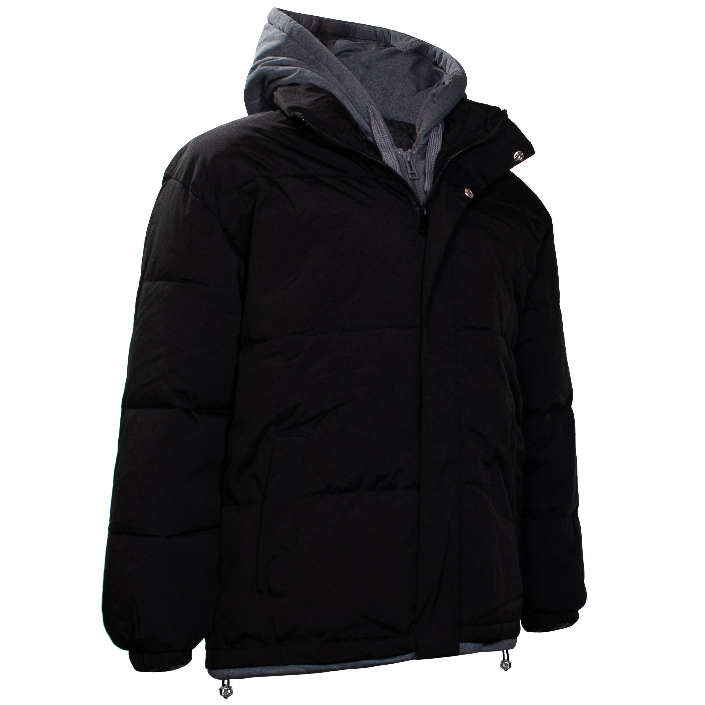 Men's Hooded Warm Winter Wholesale Coats in Black & Assorted Sizes(Large Sizes Only) - Bulk Case of 12 Winter Jackets