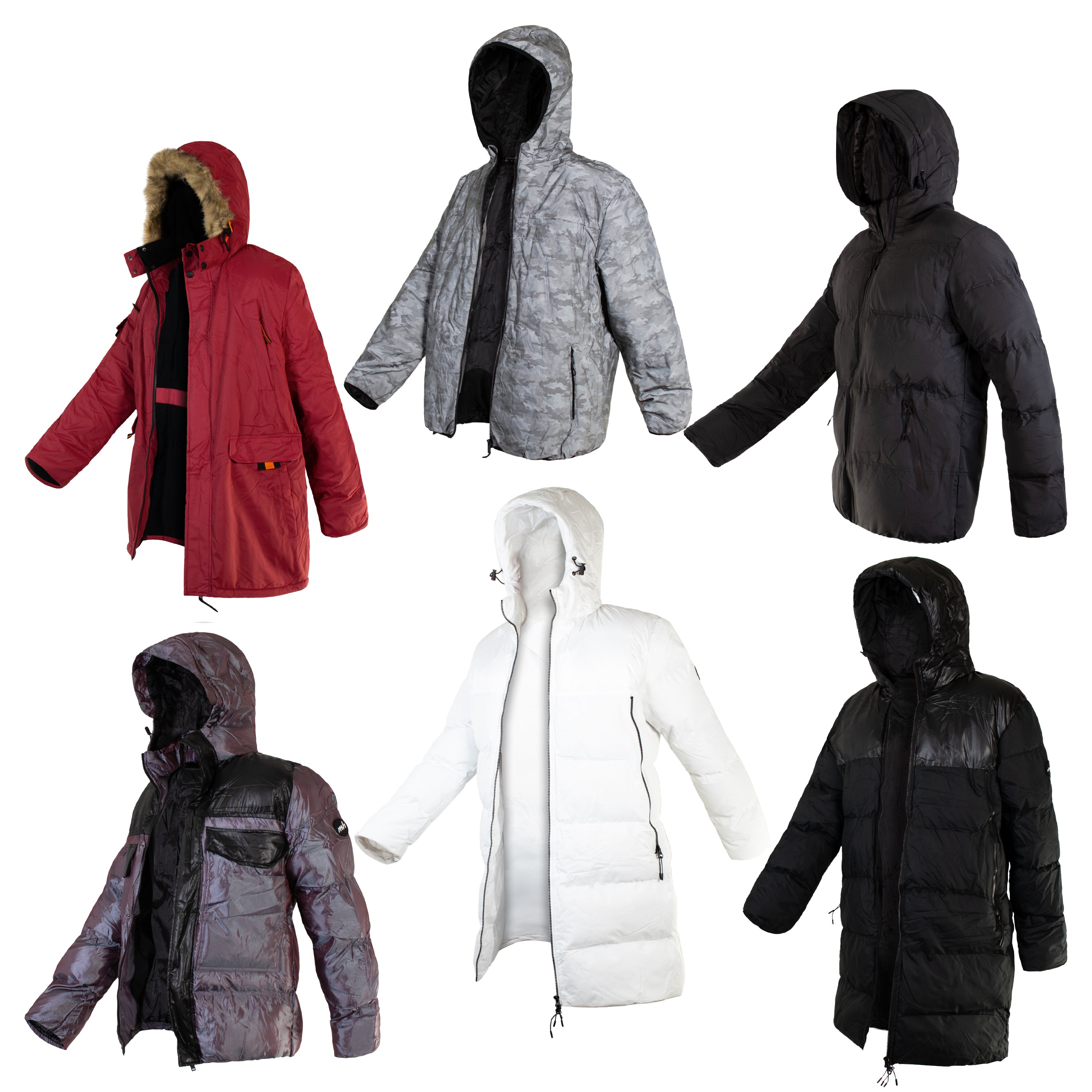 Men's Coats in Assorted Styles & Sizes - Bulk Case of 18 Jackets