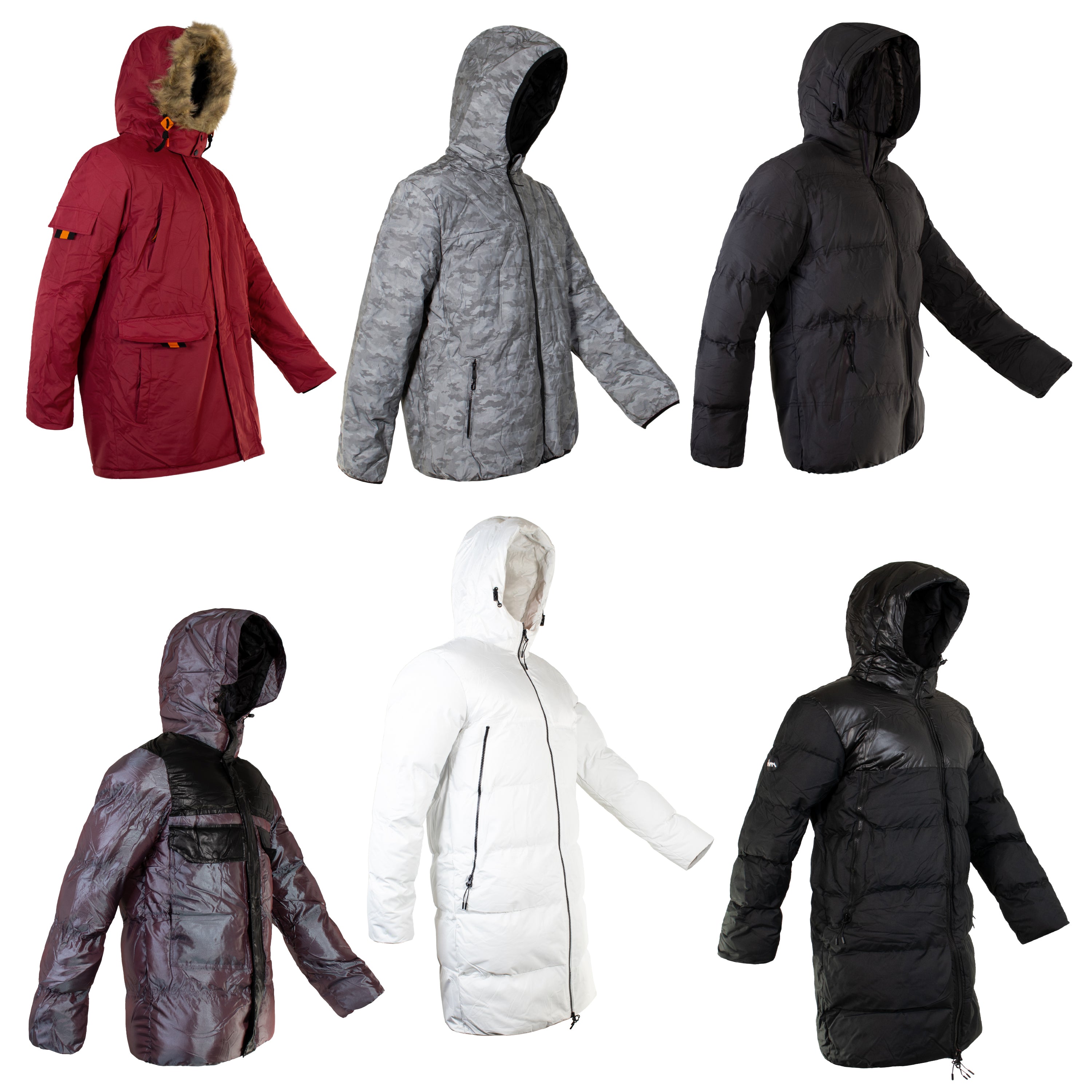 Men's Coats in Assorted Styles & Sizes - Bulk Case of 18 Jackets