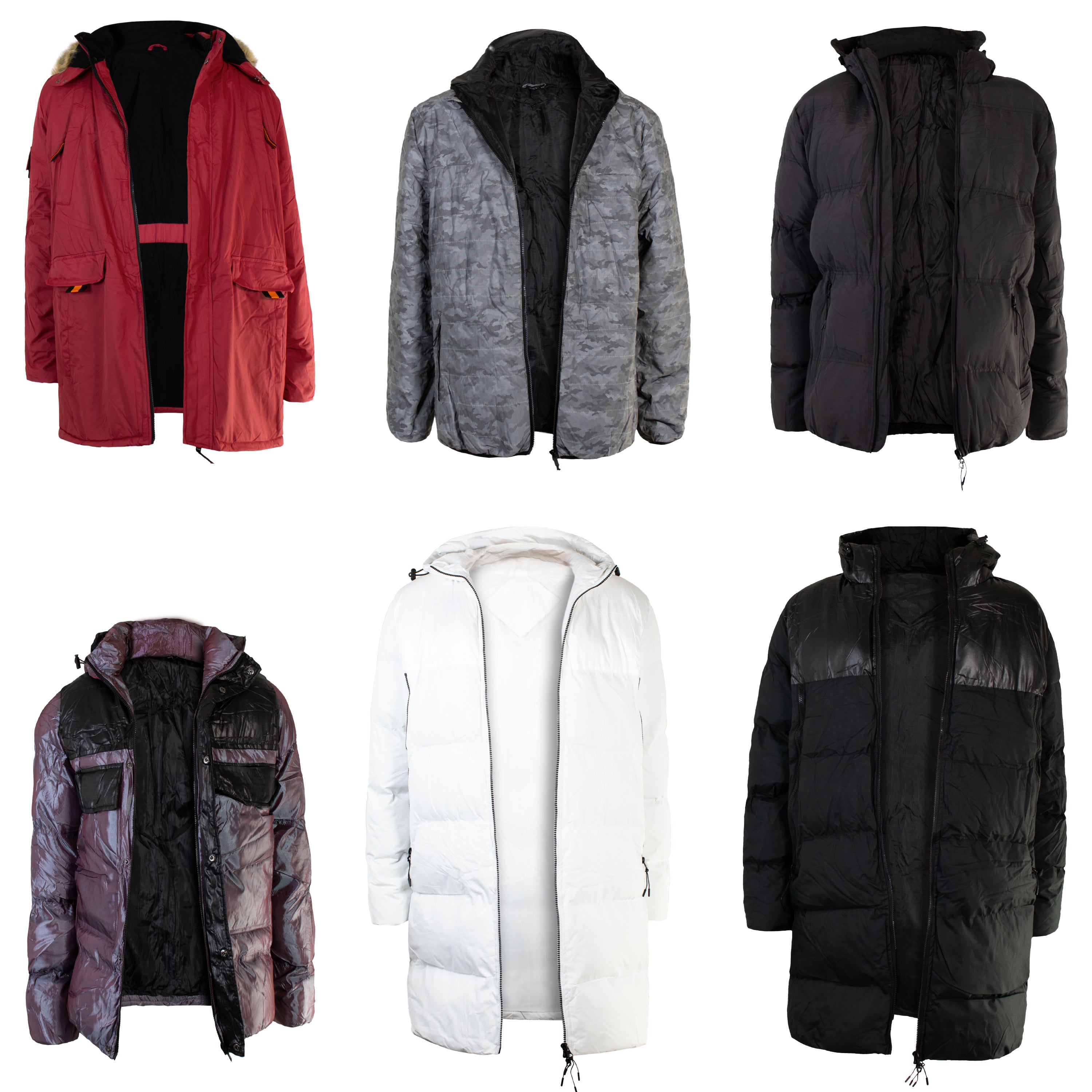 Men's Coats in Assorted Styles & Sizes - Bulk Case of 18 Jackets