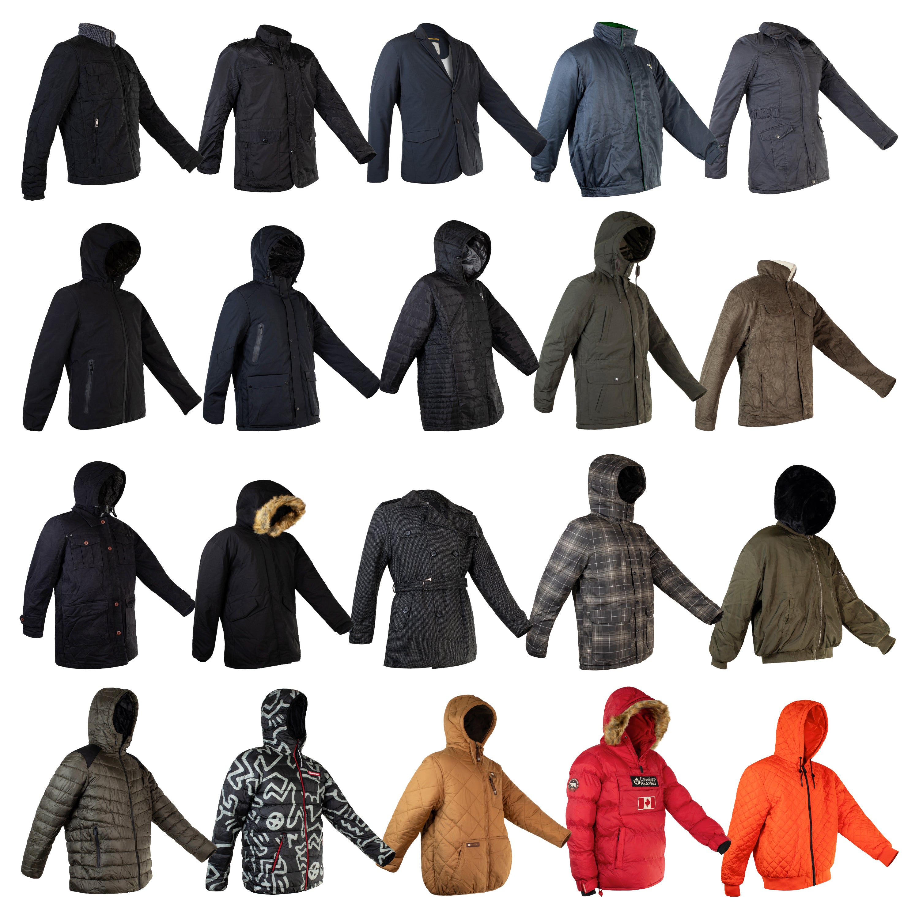 Men's Coats in Assorted Styles & Sizes - Bulk Case of 22 Jackets