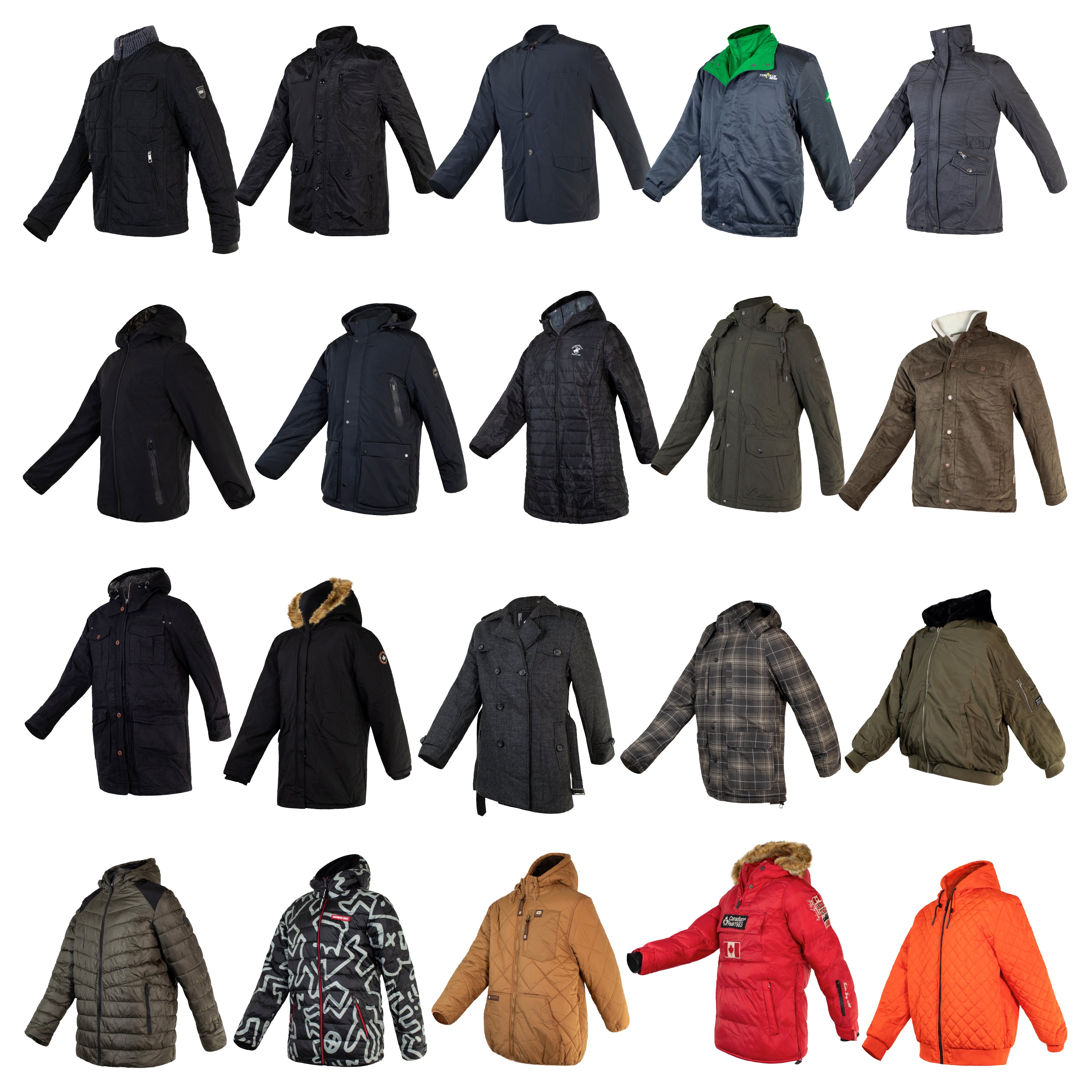 Men's Coats in Assorted Styles & Sizes - Bulk Case of 22 Jackets