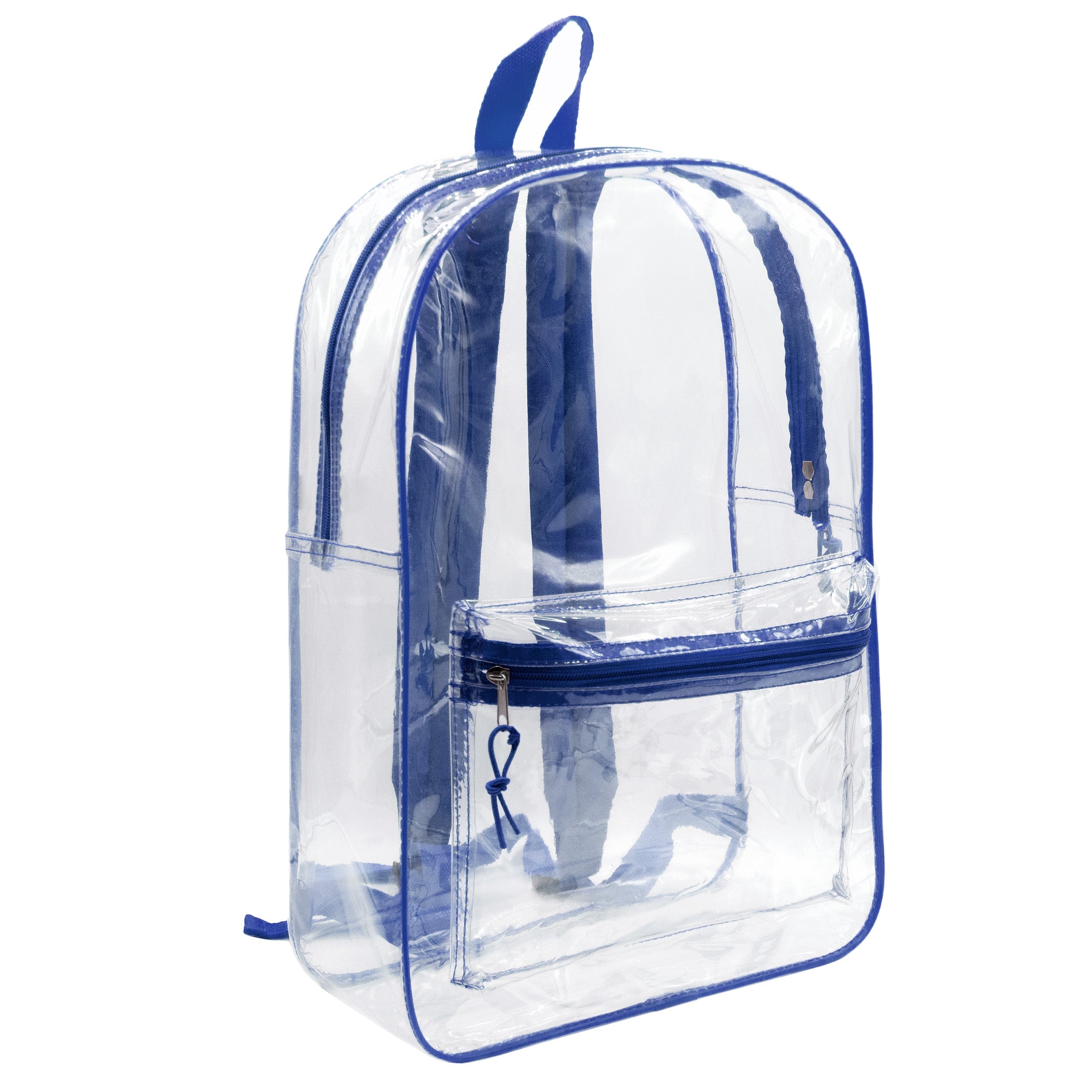 17" Clear Vinyl Backpacks With Assorted Color Piping - Wholesale Kit of 12