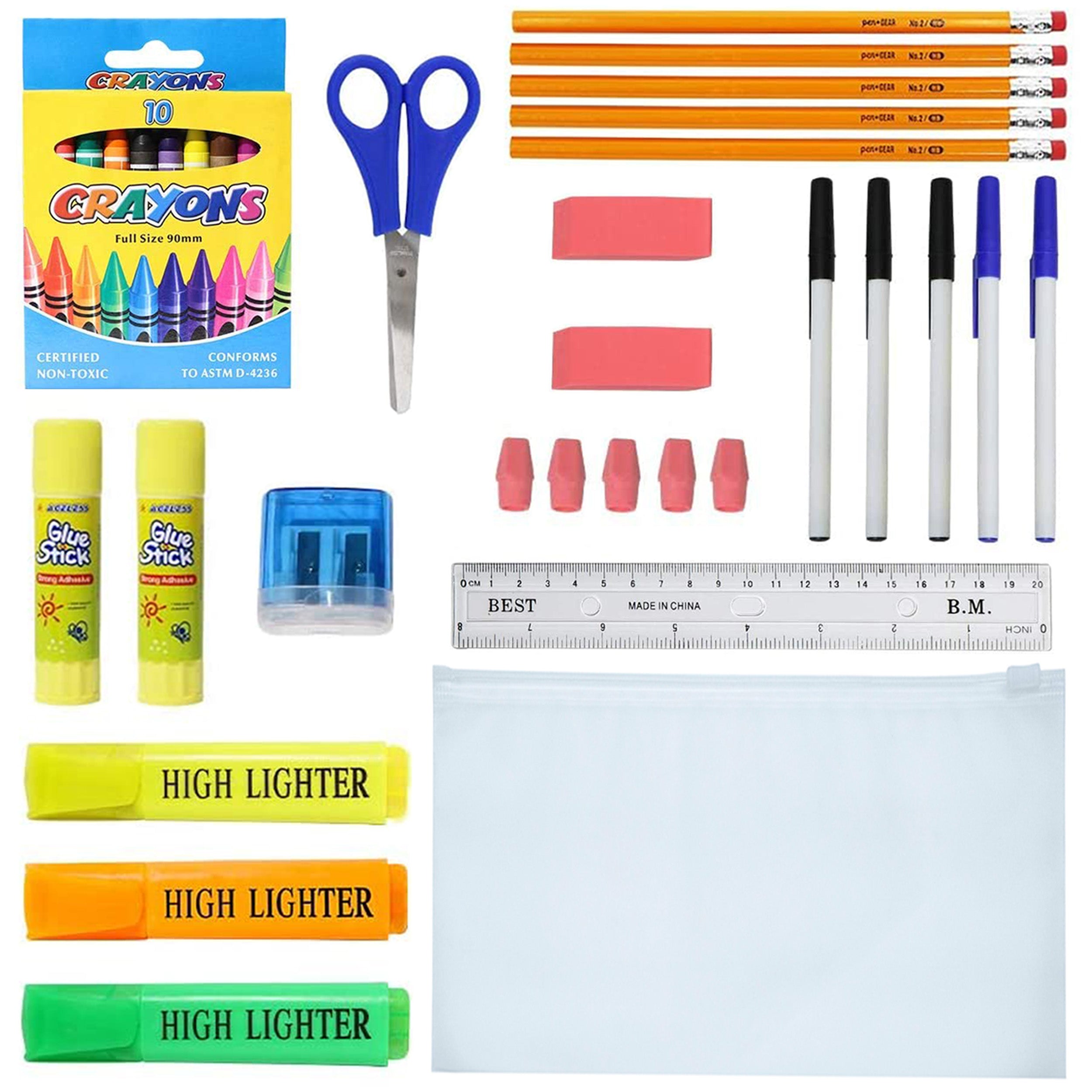 12 Wholesale 17" Basic Wholesale Backpack in 8 Colors & 12 Bulk School Supply Kits of Your Choice