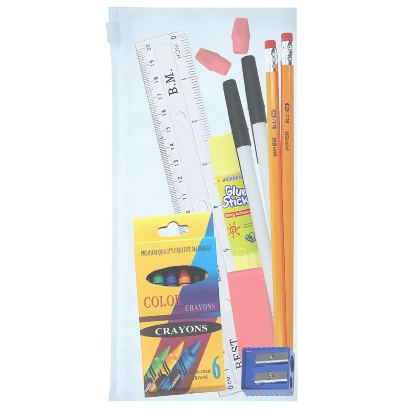 18 Piece Wholesale Basic School Supply Kit With 19" Backpack - Bulk Case of 12 Backpacks and Kits