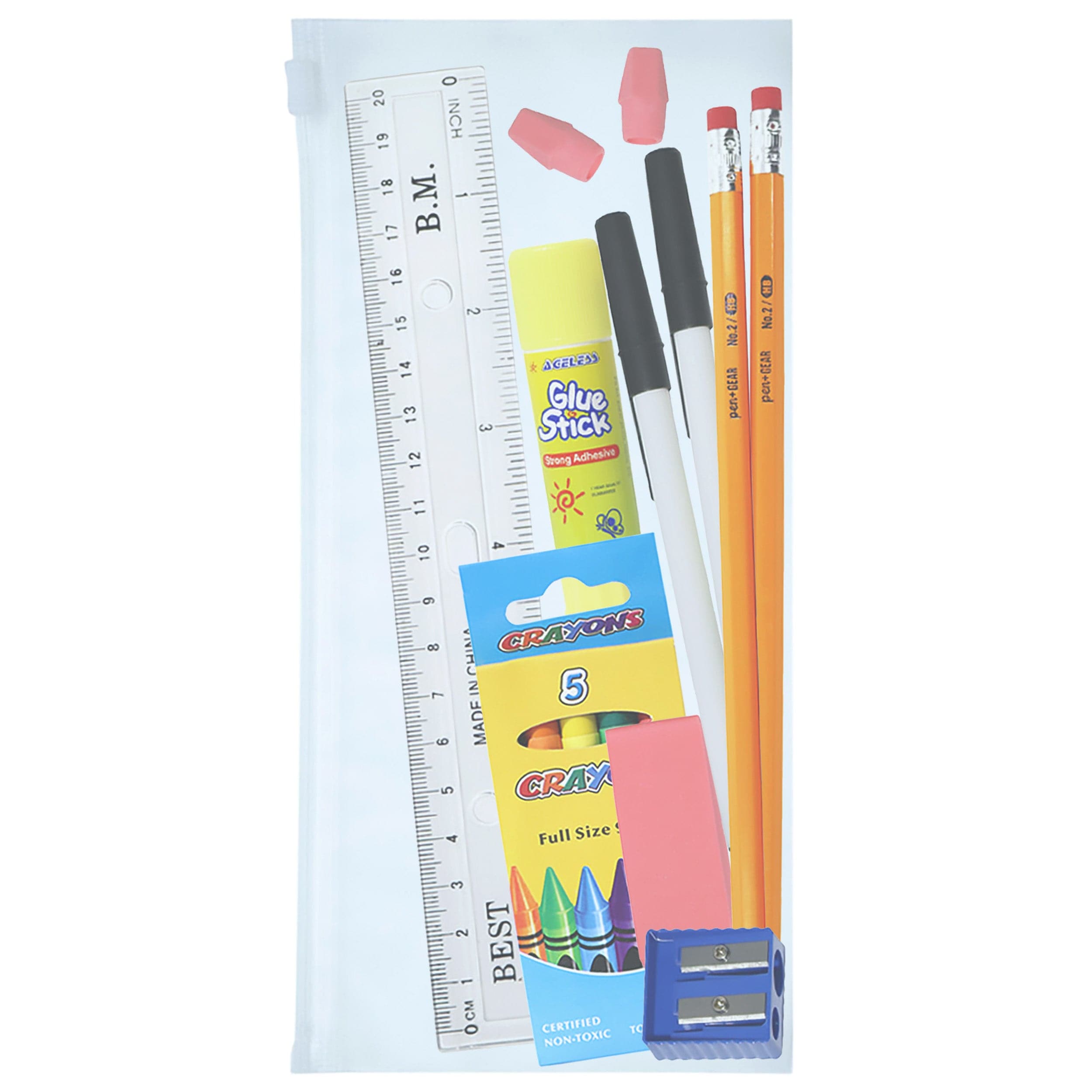 16 Piece Wholesale Basic School Supply Kits - Bulk Case of 48 Kits