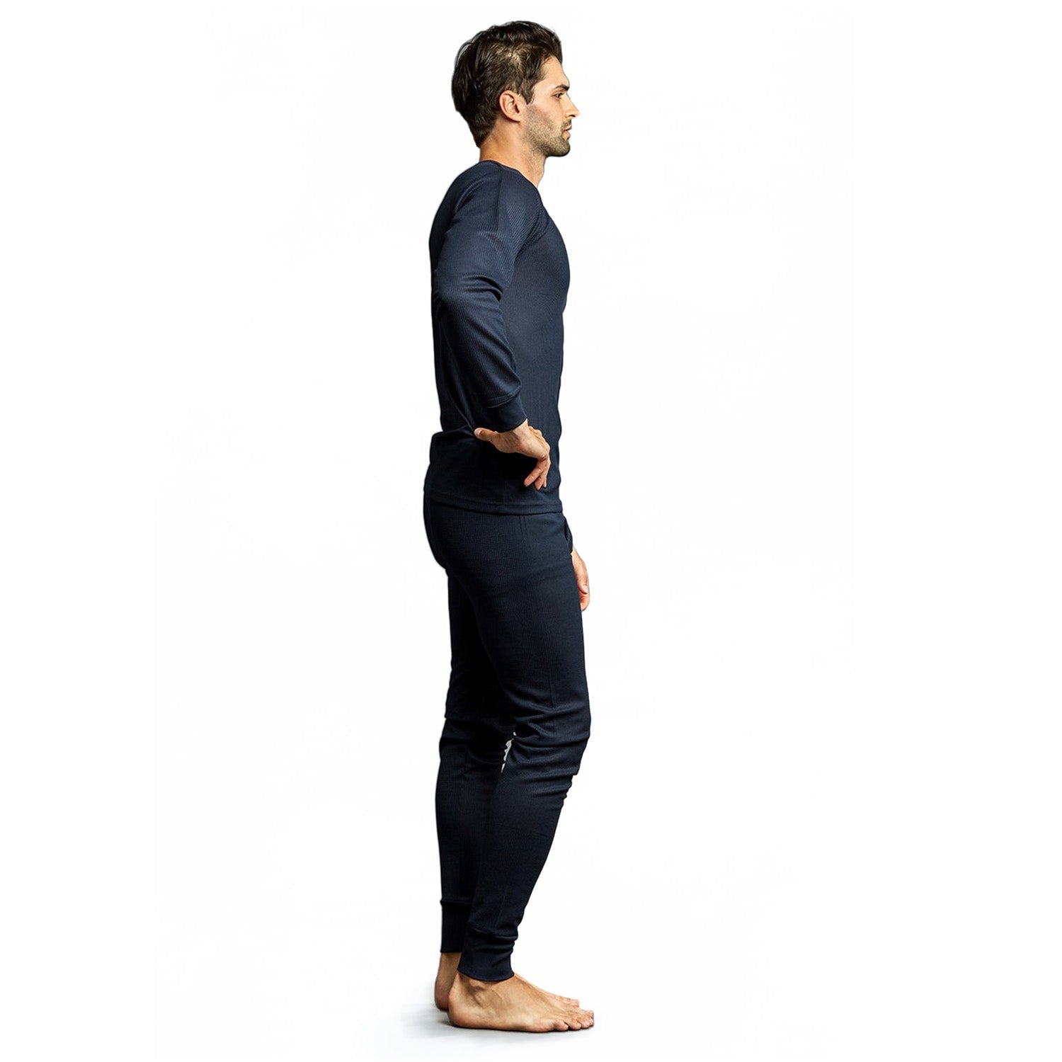 Men's Navy Blue Winter Thermal Underwear Set Assorted Sizes - Bulk Case of 24