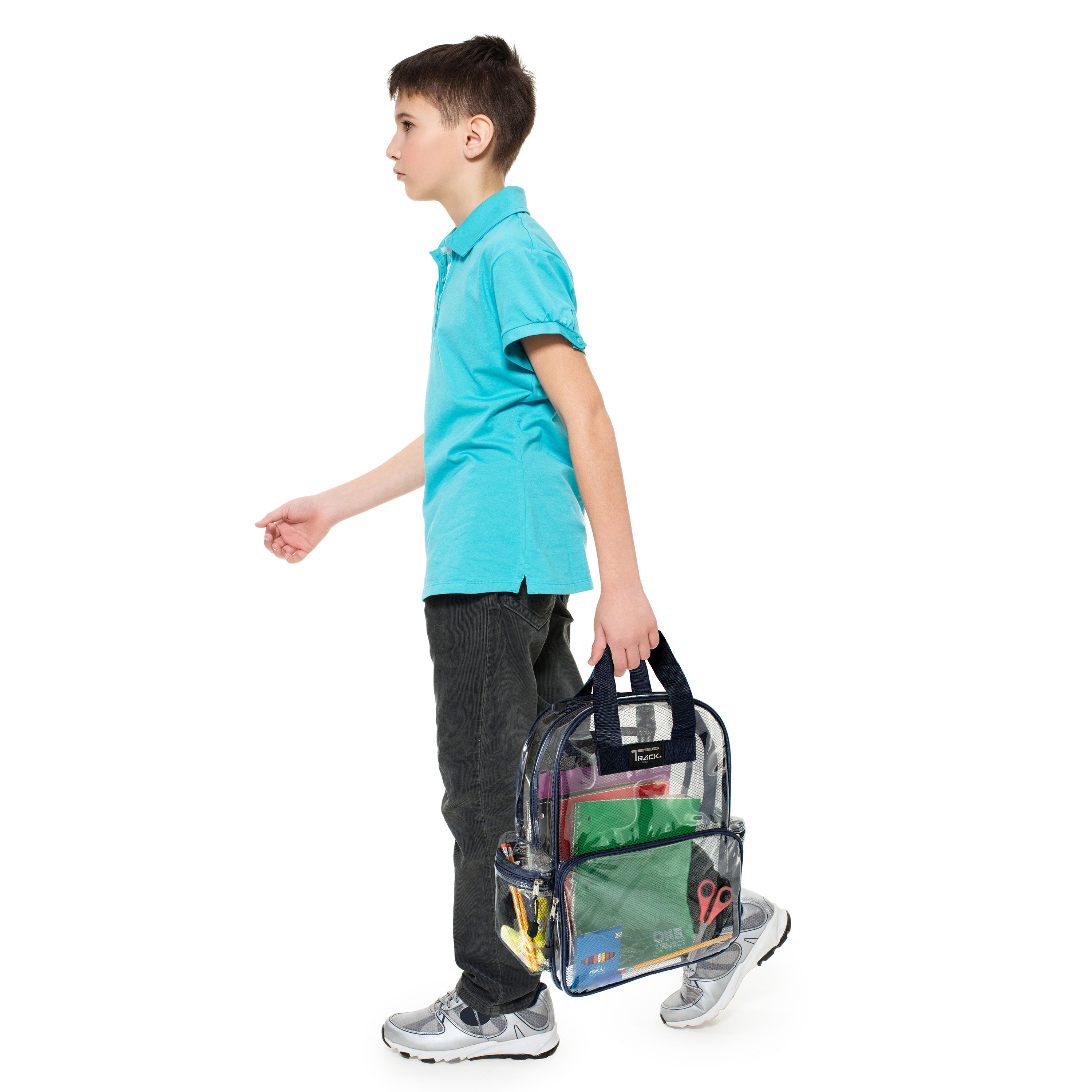 17" Clear Vinyl Backpacks With Assorted Color Piping Wholesale Case