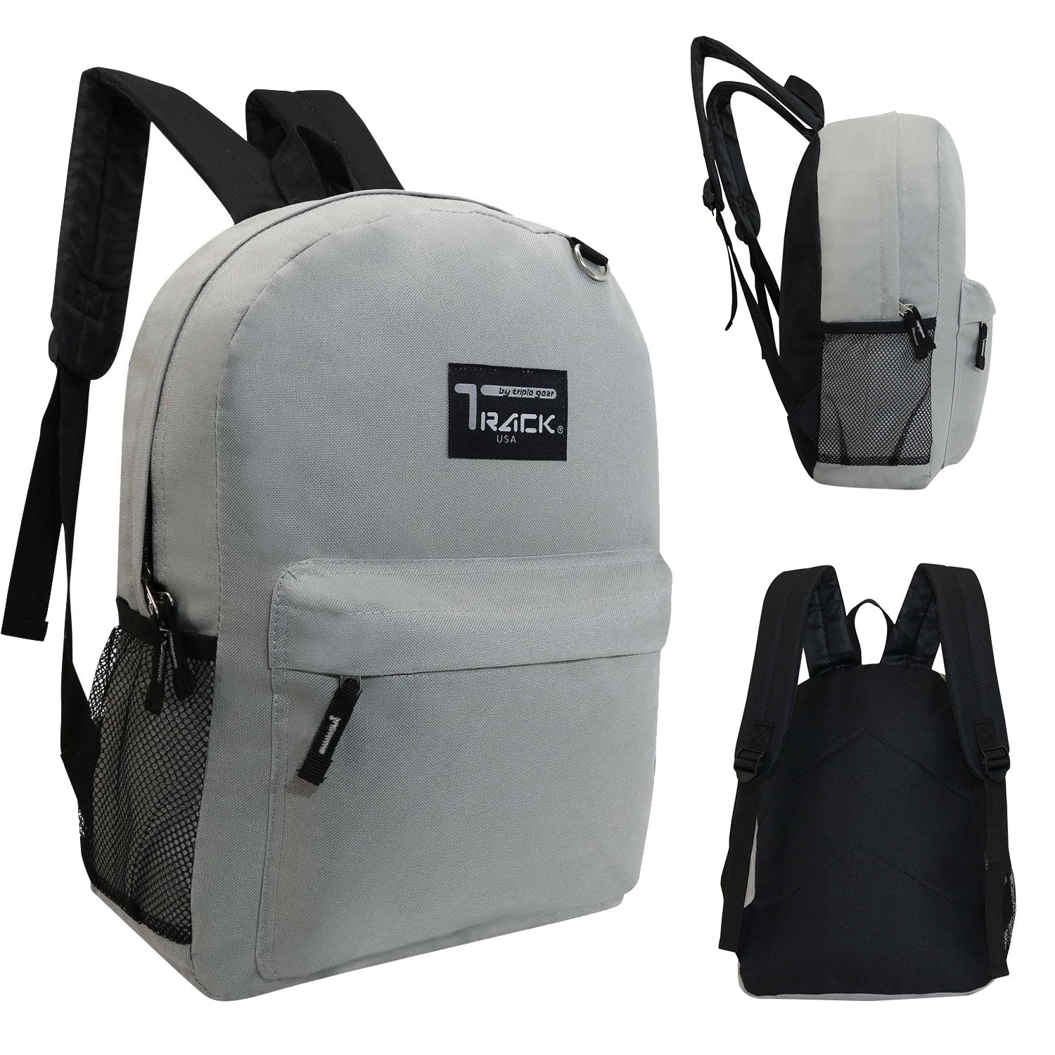 light gray 17" wholesale backpack for school in bulk